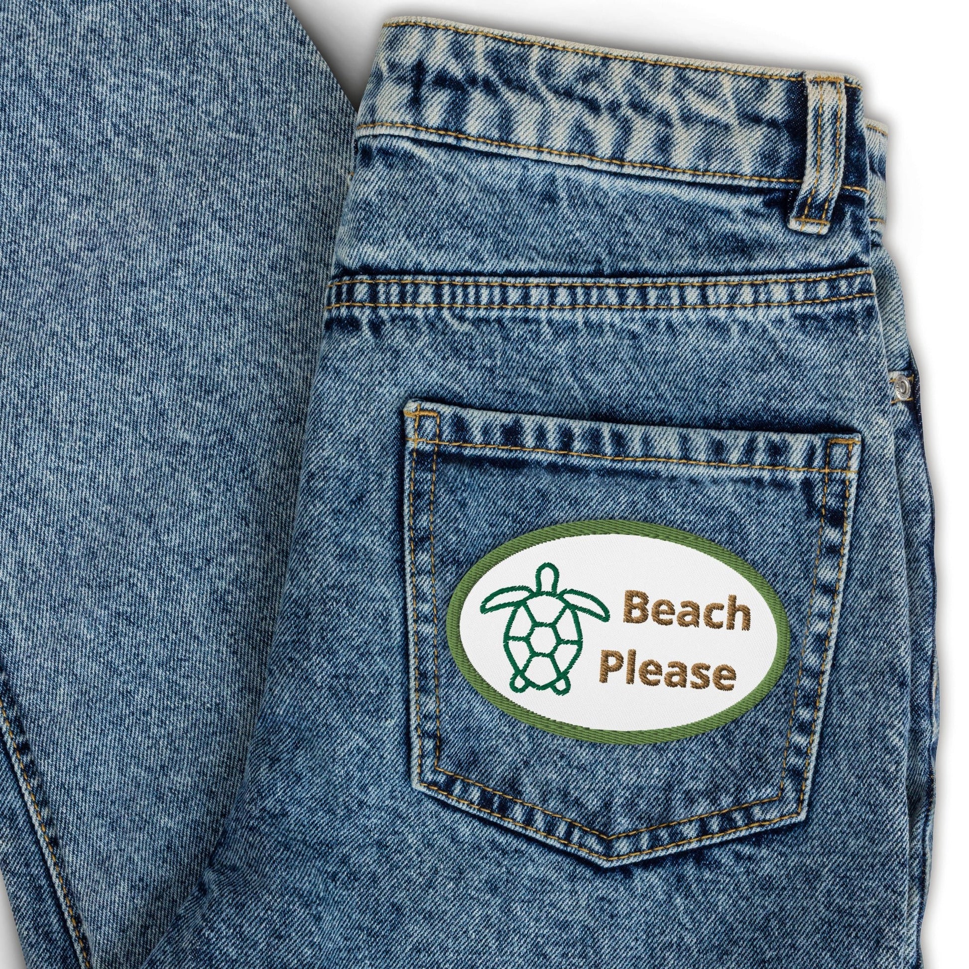 Beach Please With Turtle Embroidered Patches - Embroidered Patches - Discovery Co.