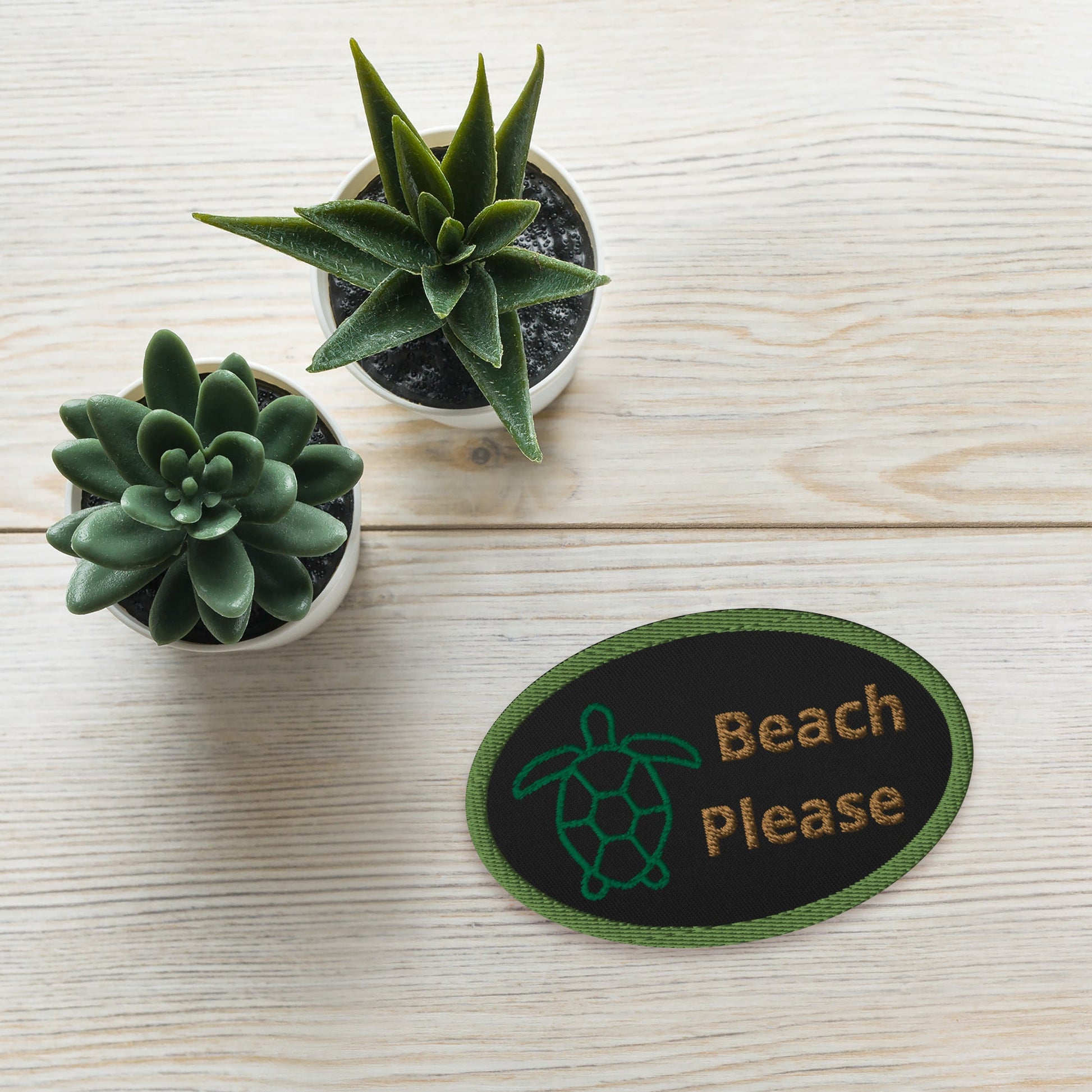 Beach Please With Turtle Embroidered Patches - Embroidered Patches - Discovery Co.