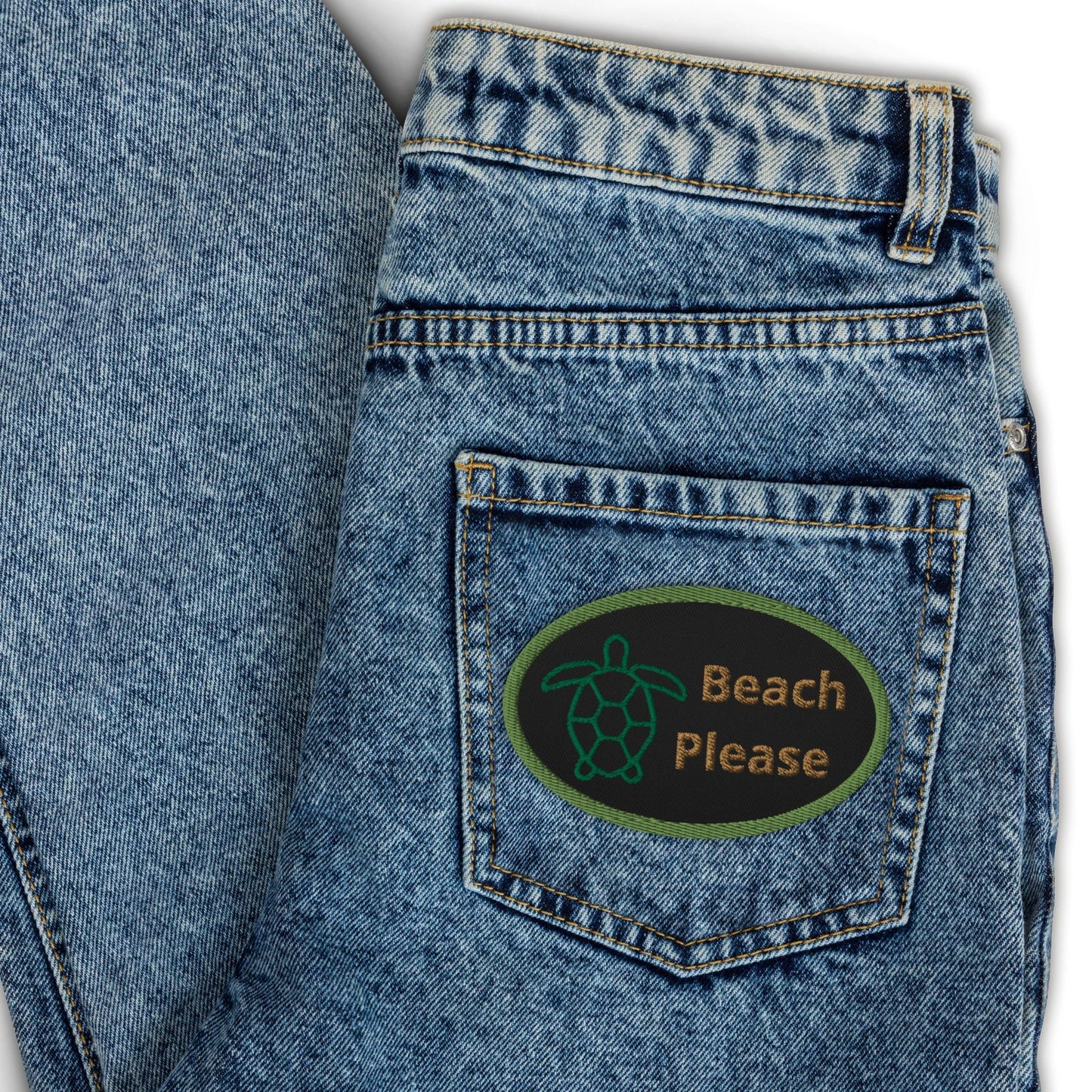 Beach Please With Turtle Embroidered Patches - Embroidered Patches - Discovery Co.