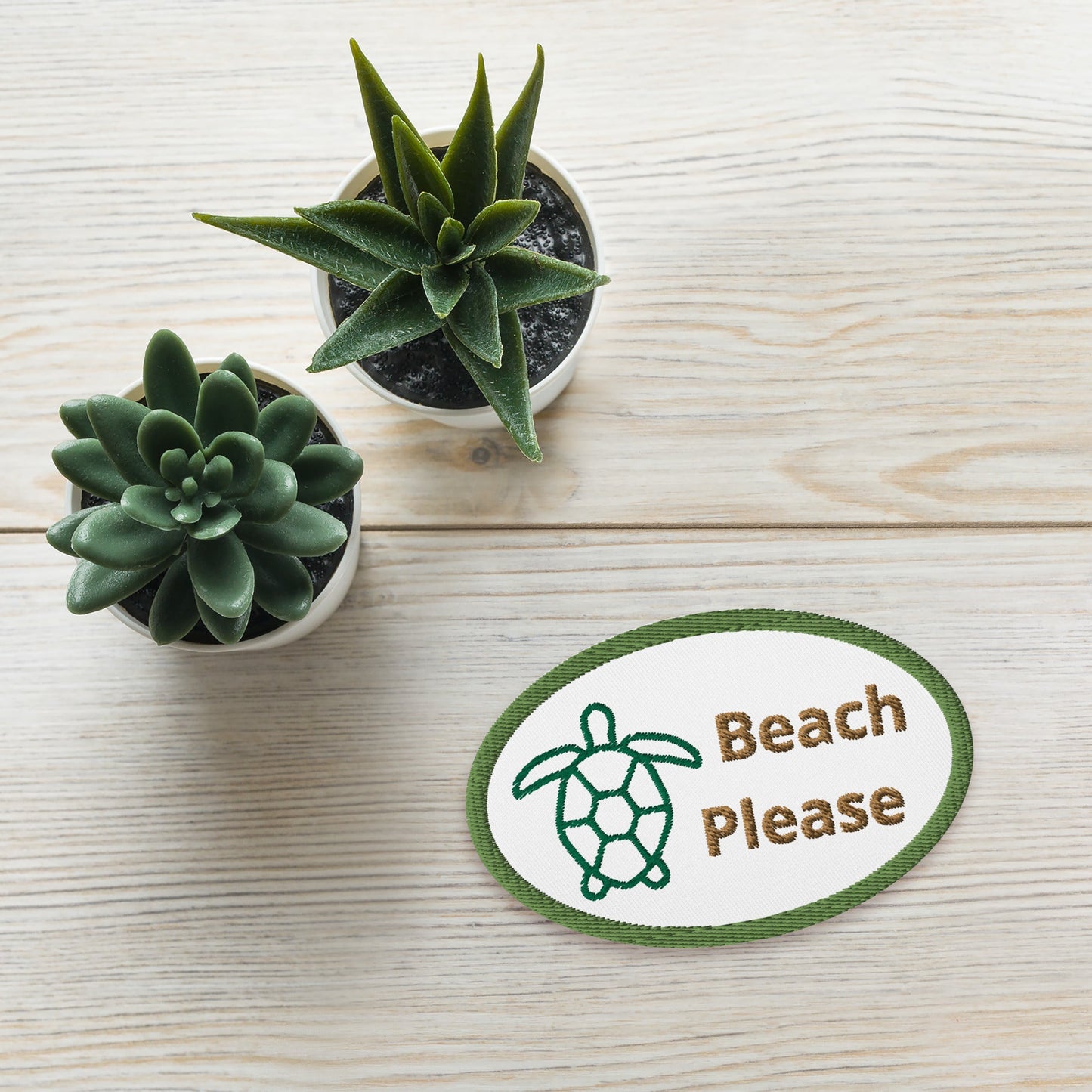 Beach Please With Turtle Embroidered Patches - Embroidered Patches - Discovery Co.