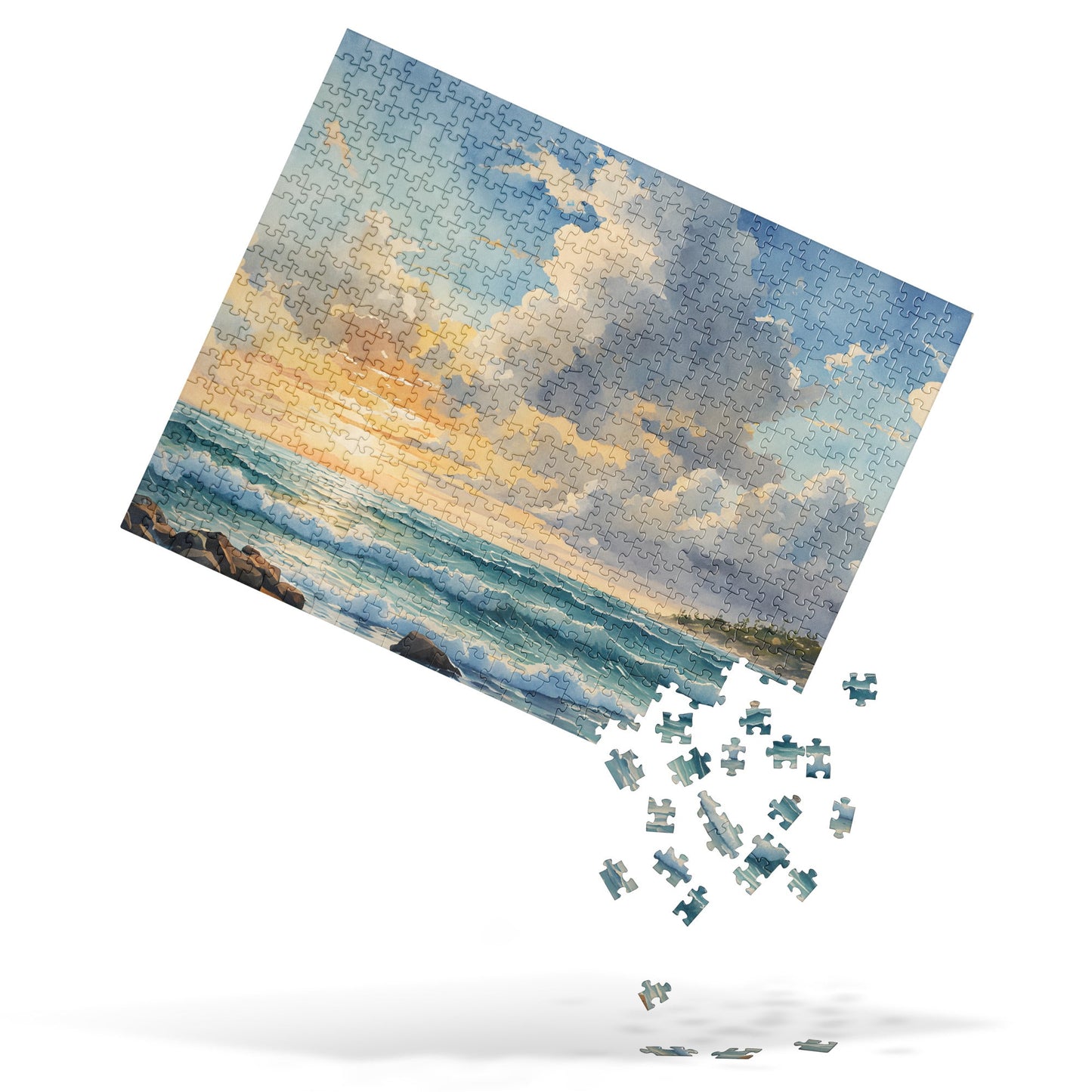 Beach Sunrise Watercolor Jigsaw Puzzle - Puzzle - Discovery Co.