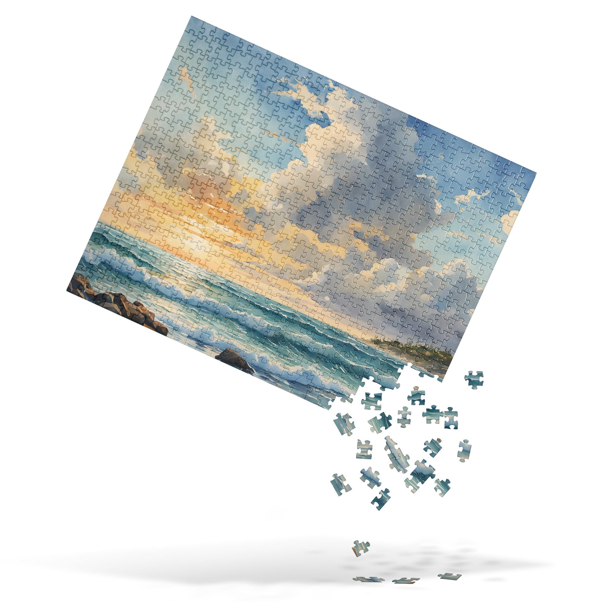 Beach Sunrise Watercolor Jigsaw Puzzle - Puzzle - Discovery Co.