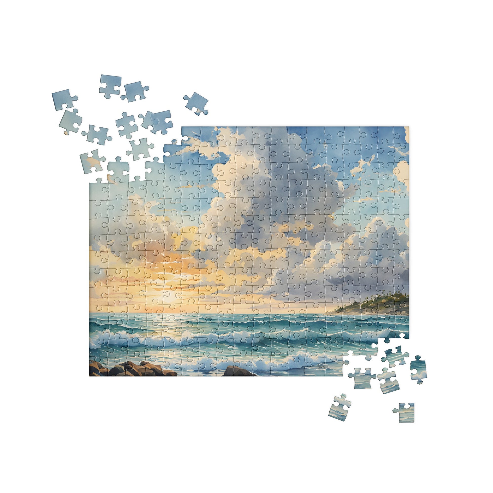 Beach Sunrise Watercolor Jigsaw Puzzle - Puzzle - Discovery Co.