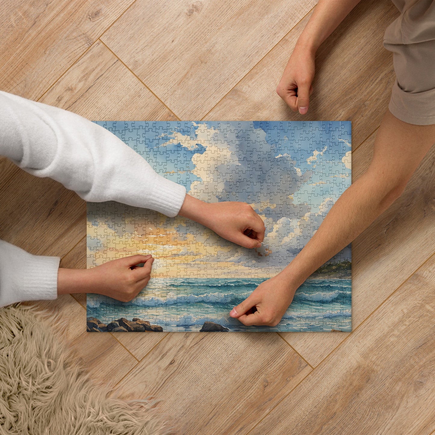 Beach Sunrise Watercolor Jigsaw Puzzle - Puzzle - Discovery Co.
