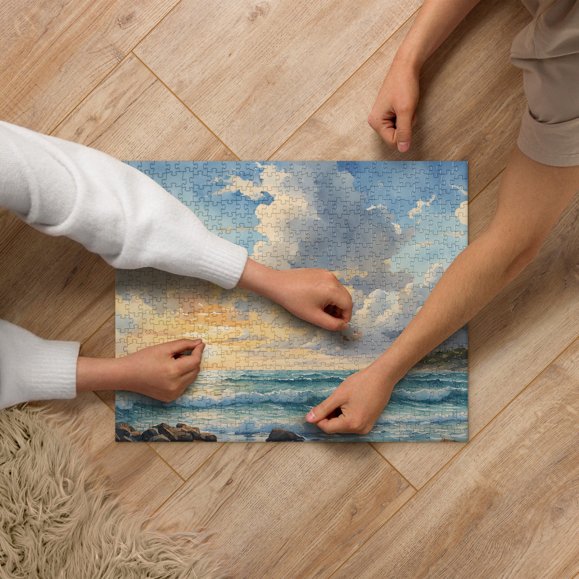 Beach Sunrise Watercolor Jigsaw Puzzle - Puzzle - Discovery Co.
