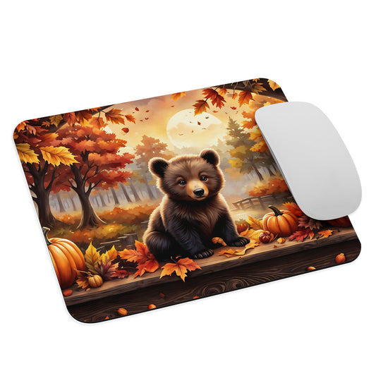 Bear Cub With Pumpkins Mouse Pad - Mouse Pads - Discovery Co.