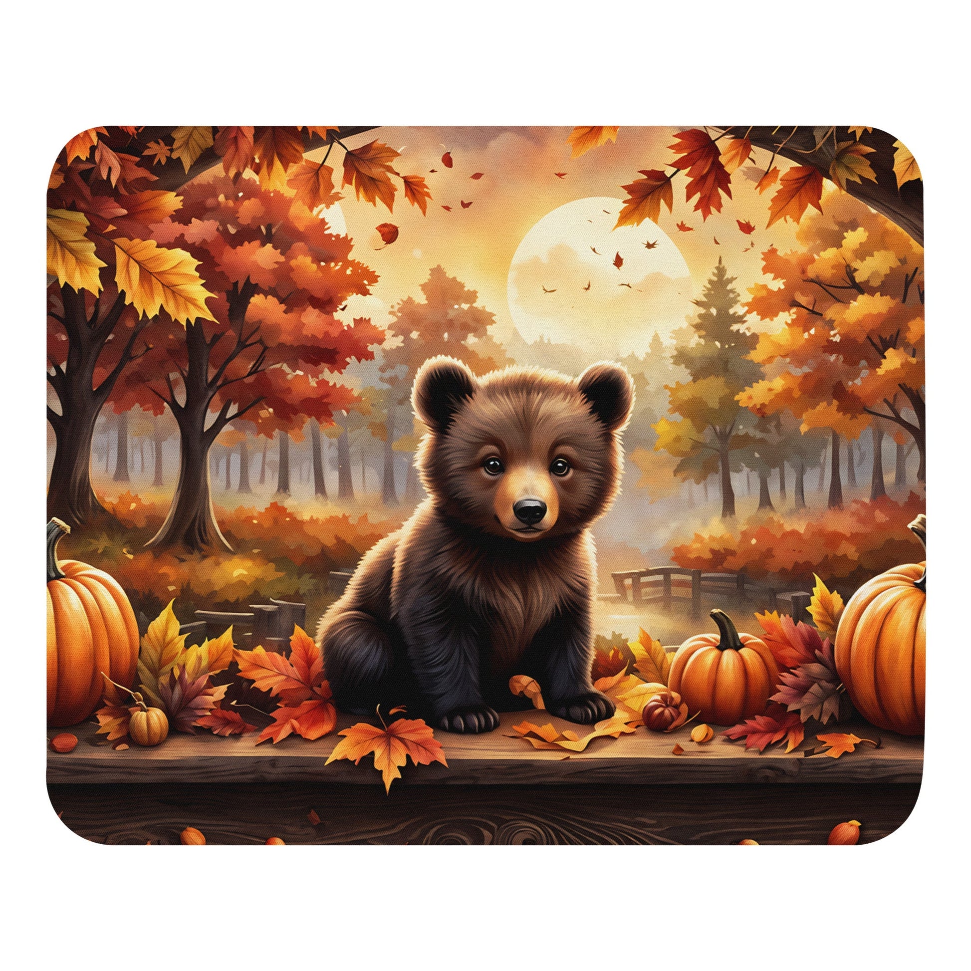 Bear Cub With Pumpkins Mouse Pad - Mouse Pads - Discovery Co.