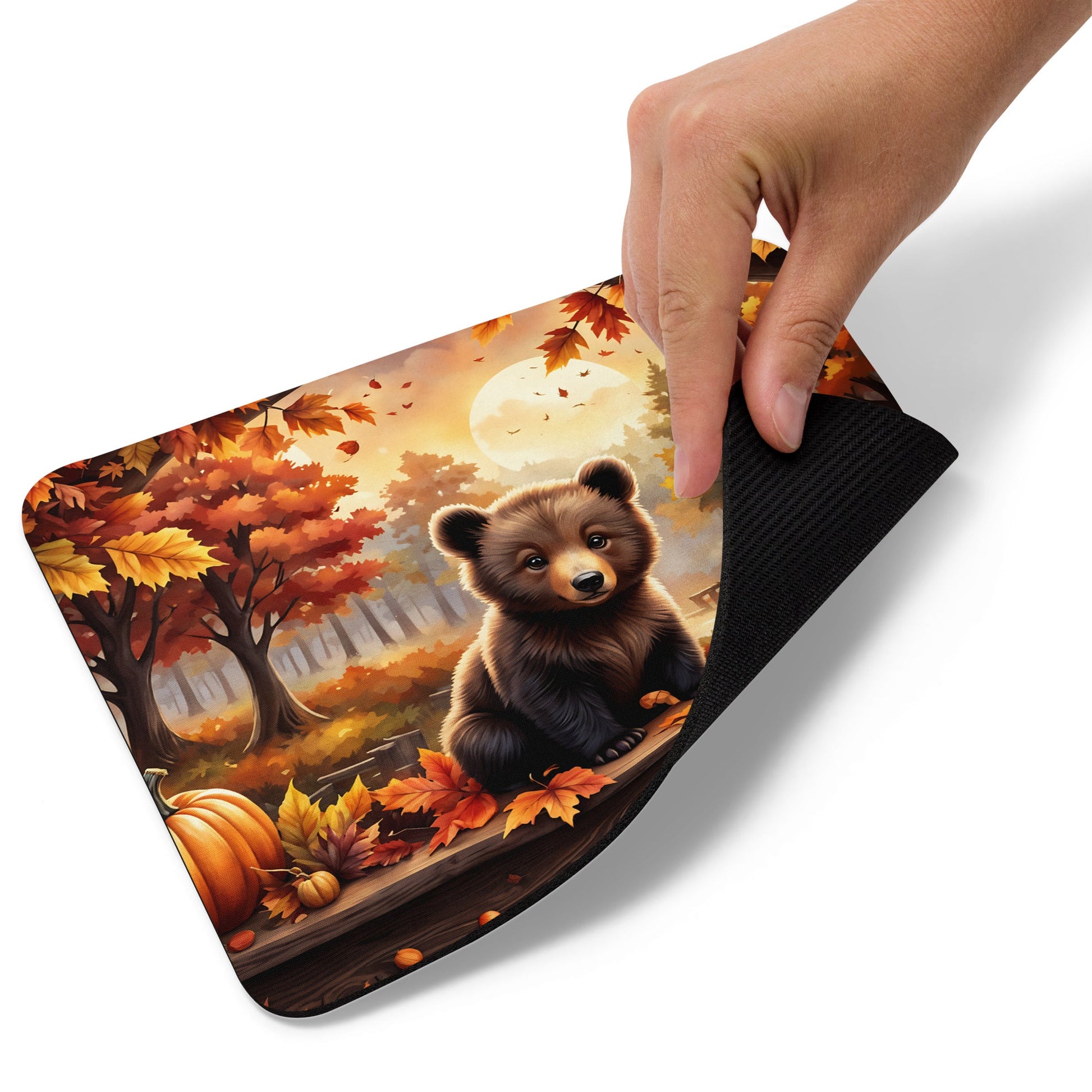 Bear Cub With Pumpkins Mouse Pad - Mouse Pads - Discovery Co.