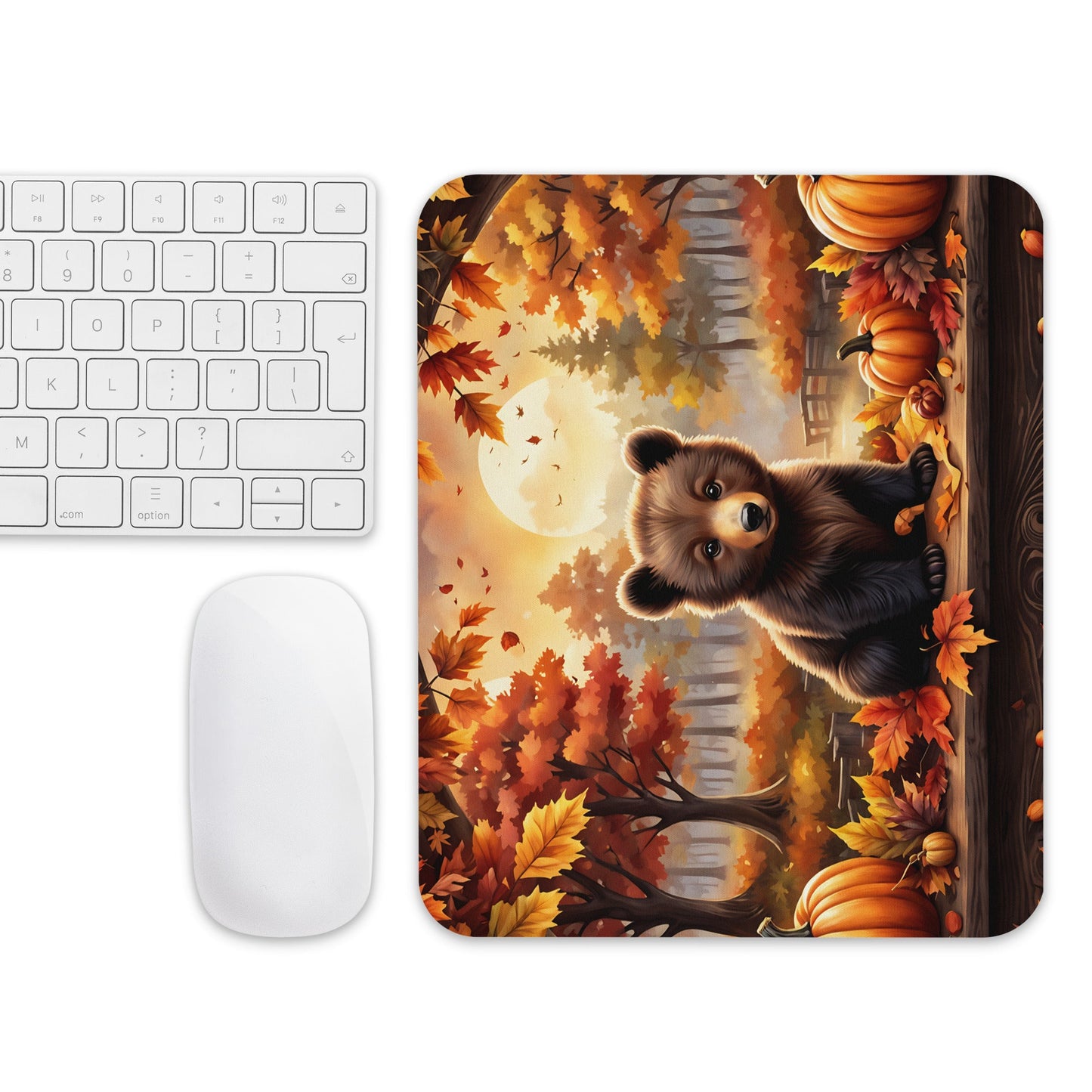 Bear Cub With Pumpkins Mouse Pad - Mouse Pads - Discovery Co.