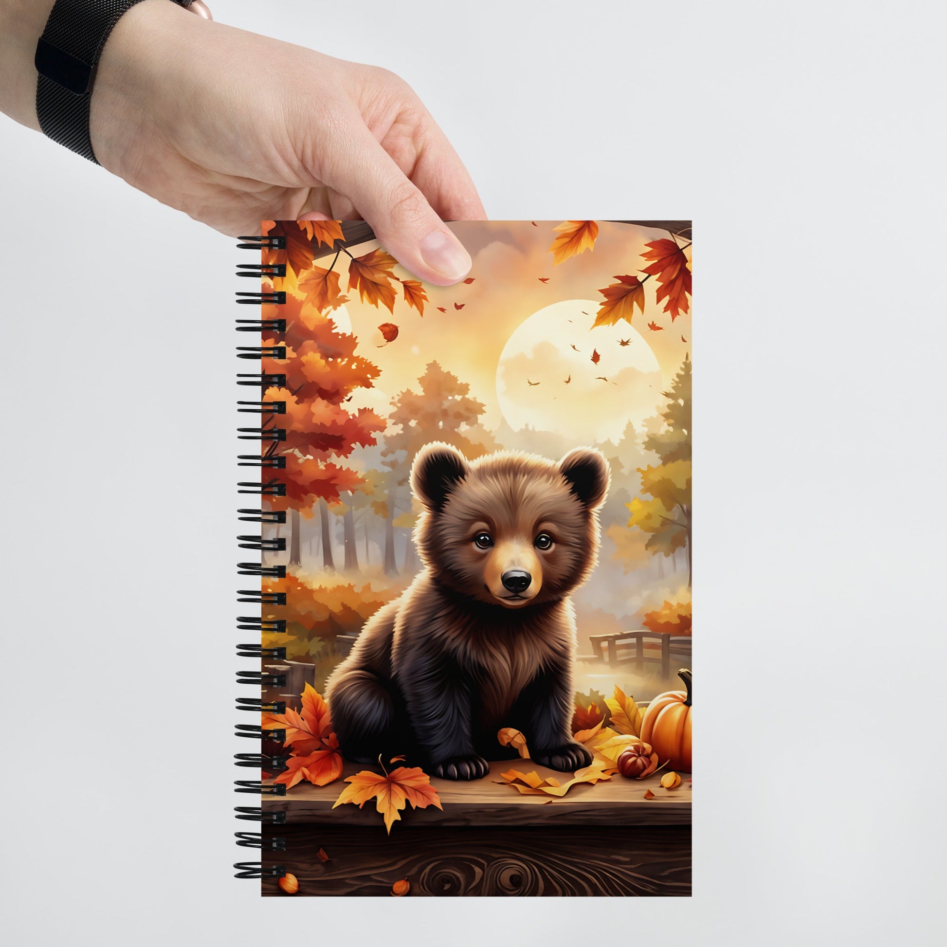 Bear Cub With Pumpkins Spiral Notebook - Spiral Notebooks - Discovery Co.