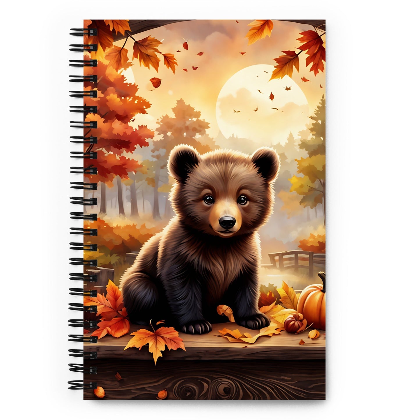 Bear Cub With Pumpkins Spiral Notebook - Spiral Notebooks - Discovery Co.