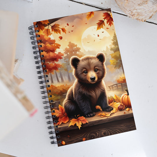 Bear Cub With Pumpkins Spiral Notebook - Spiral Notebooks - Discovery Co.