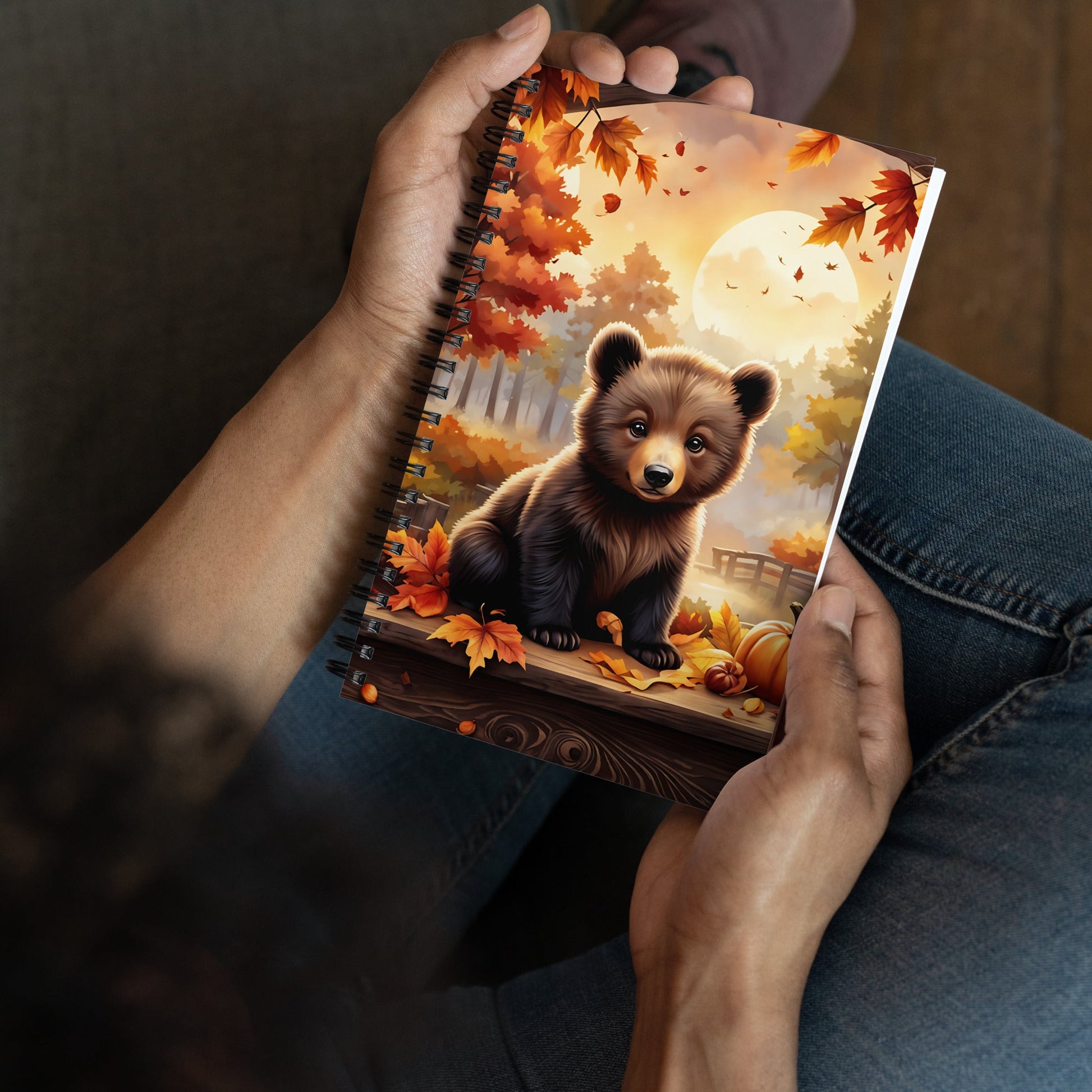 Bear Cub With Pumpkins Spiral Notebook - Spiral Notebooks - Discovery Co.