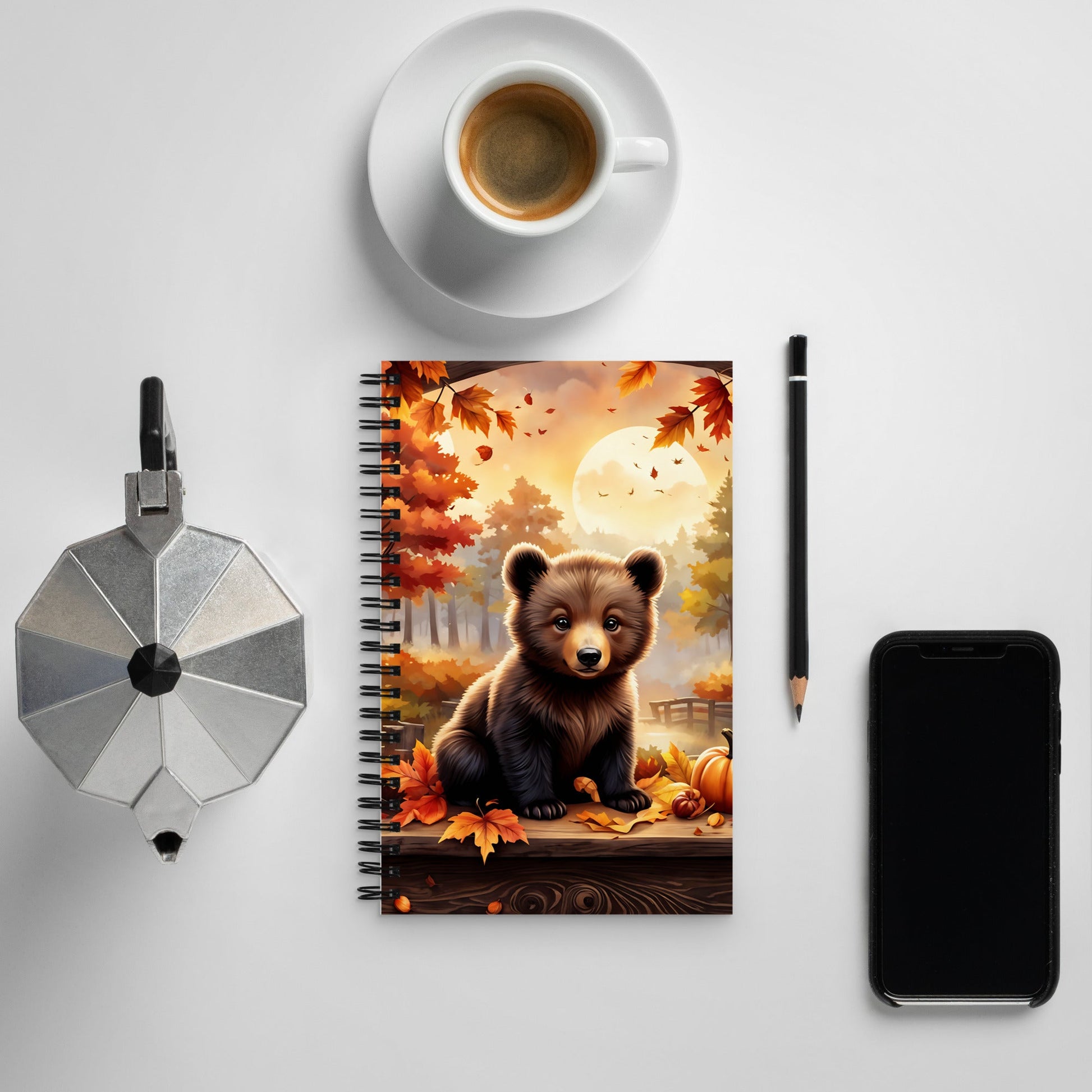 Bear Cub With Pumpkins Spiral Notebook - Spiral Notebooks - Discovery Co.