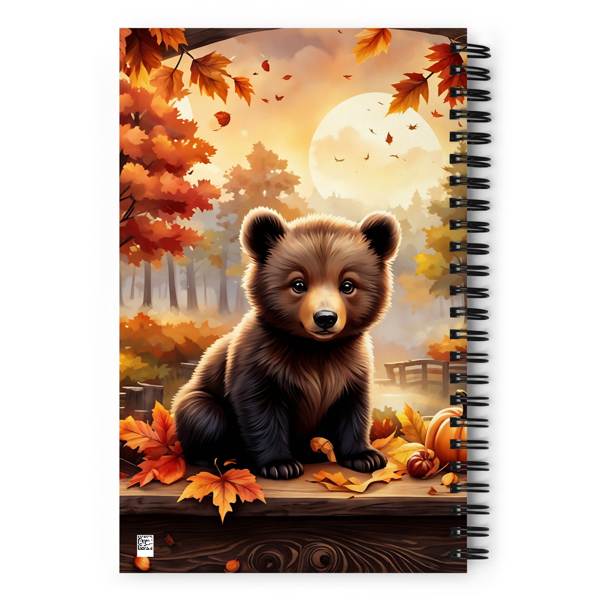 Bear Cub With Pumpkins Spiral Notebook - Spiral Notebooks - Discovery Co.