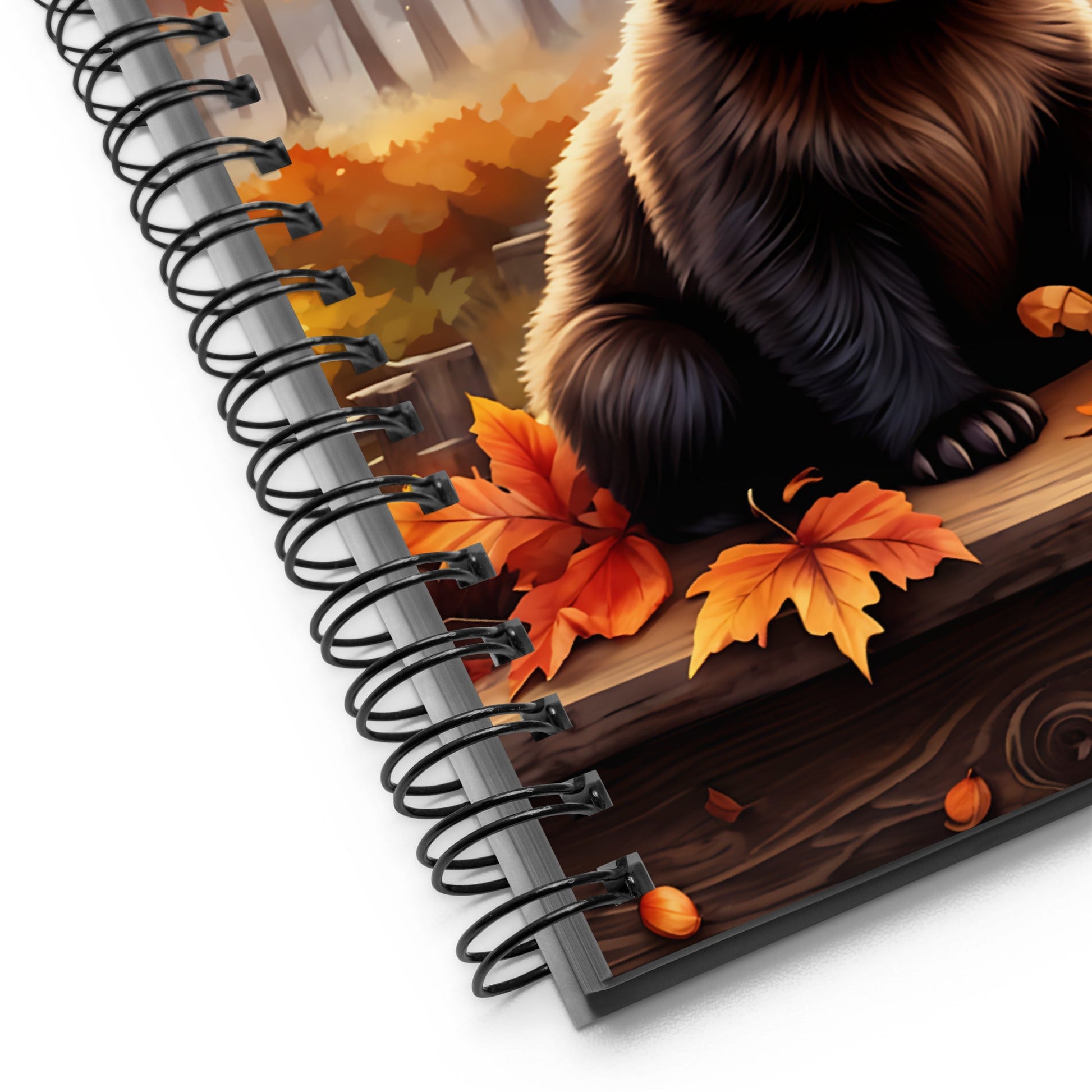 Bear Cub With Pumpkins Spiral Notebook - Spiral Notebooks - Discovery Co.