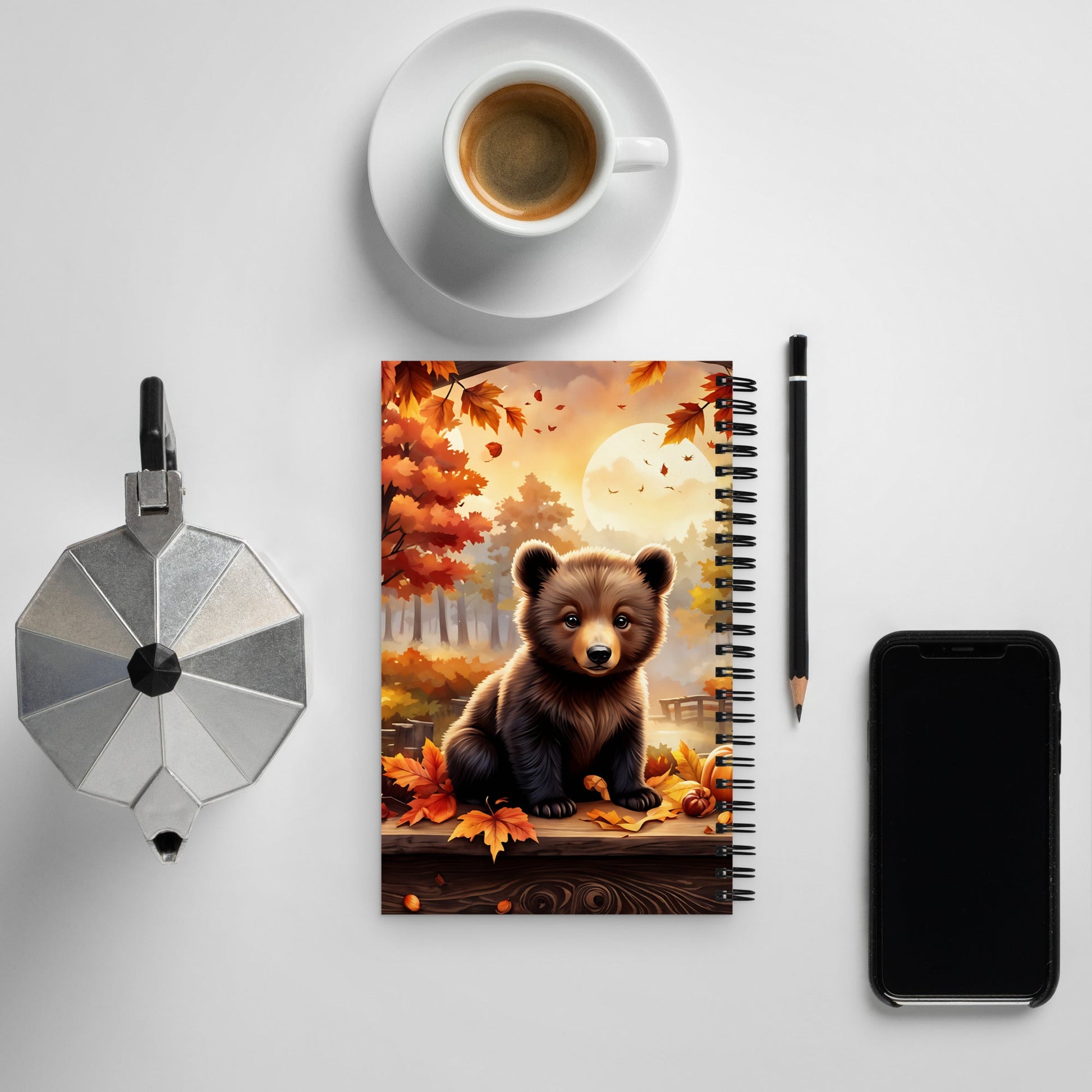 Bear Cub With Pumpkins Spiral Notebook - Spiral Notebooks - Discovery Co.