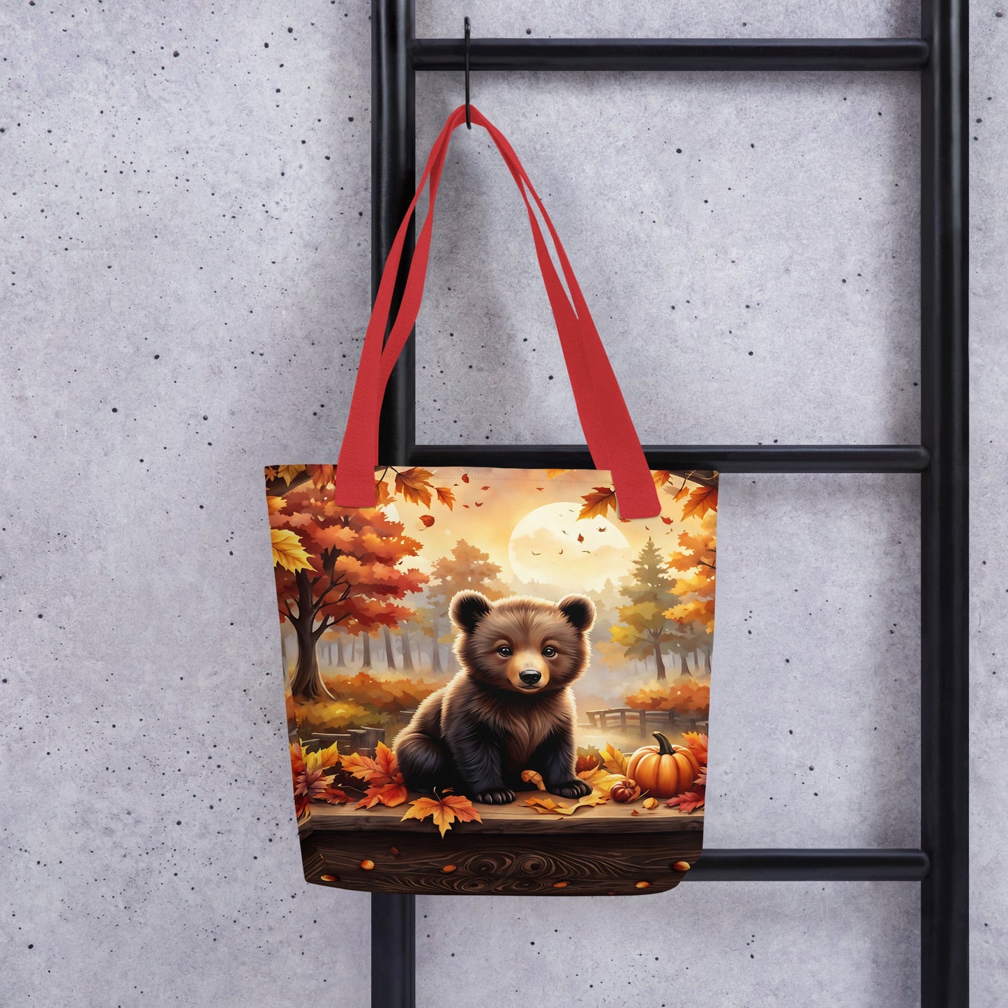 Bear Cub With Pumpkins Tote Bag - Tote Bags - Discovery Co.