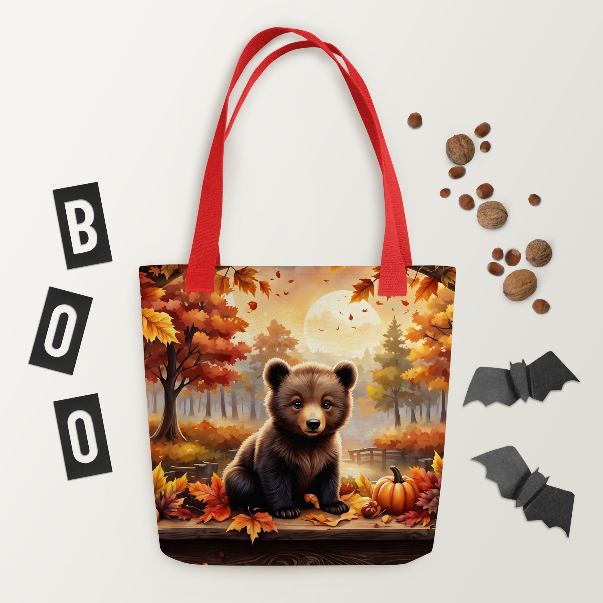 Bear Cub With Pumpkins Tote Bag - Tote Bags - Discovery Co.