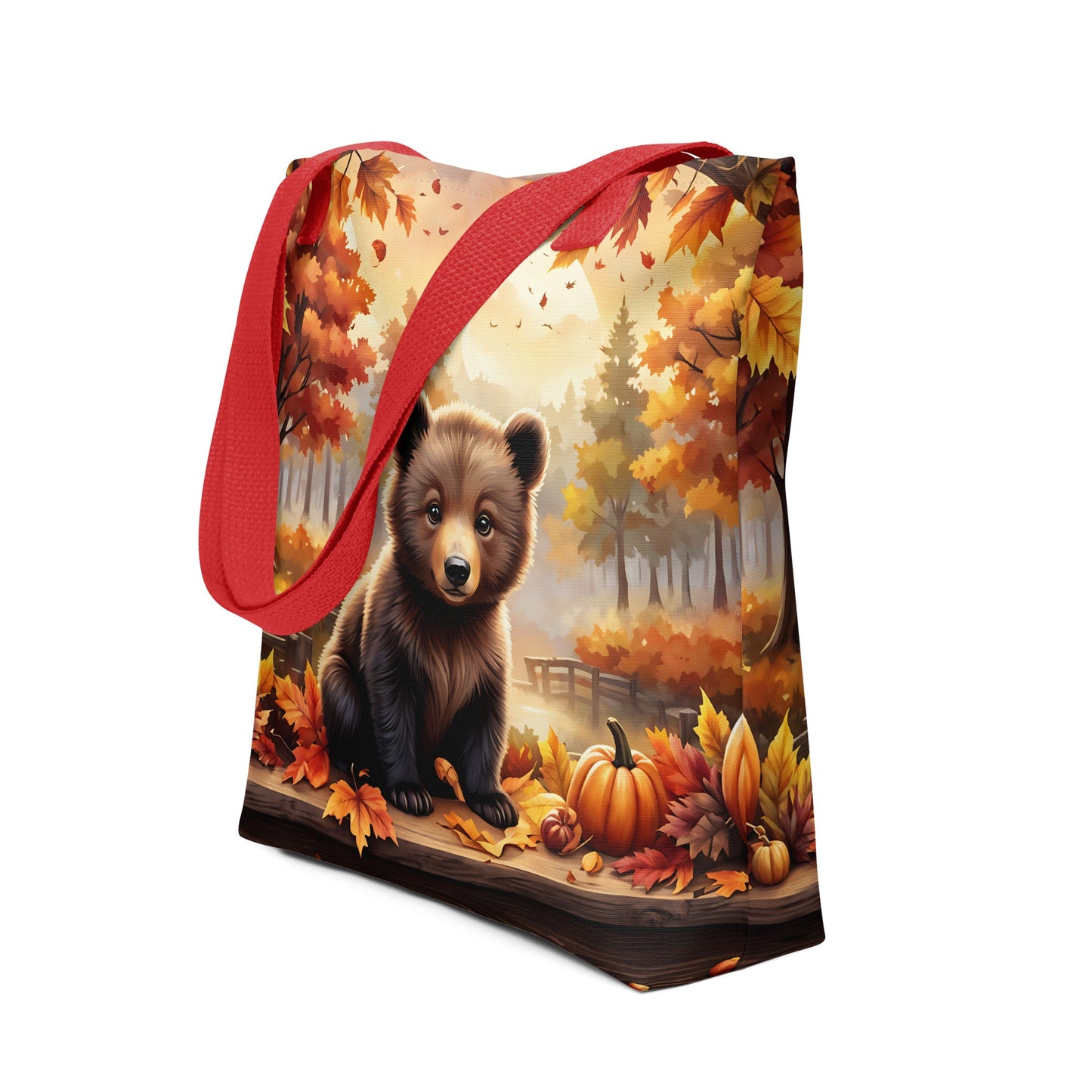 Bear Cub With Pumpkins Tote Bag - Tote Bags - Discovery Co.