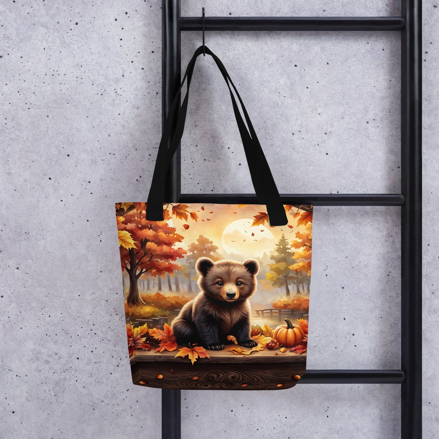 Bear Cub With Pumpkins Tote Bag - Tote Bags - Discovery Co.