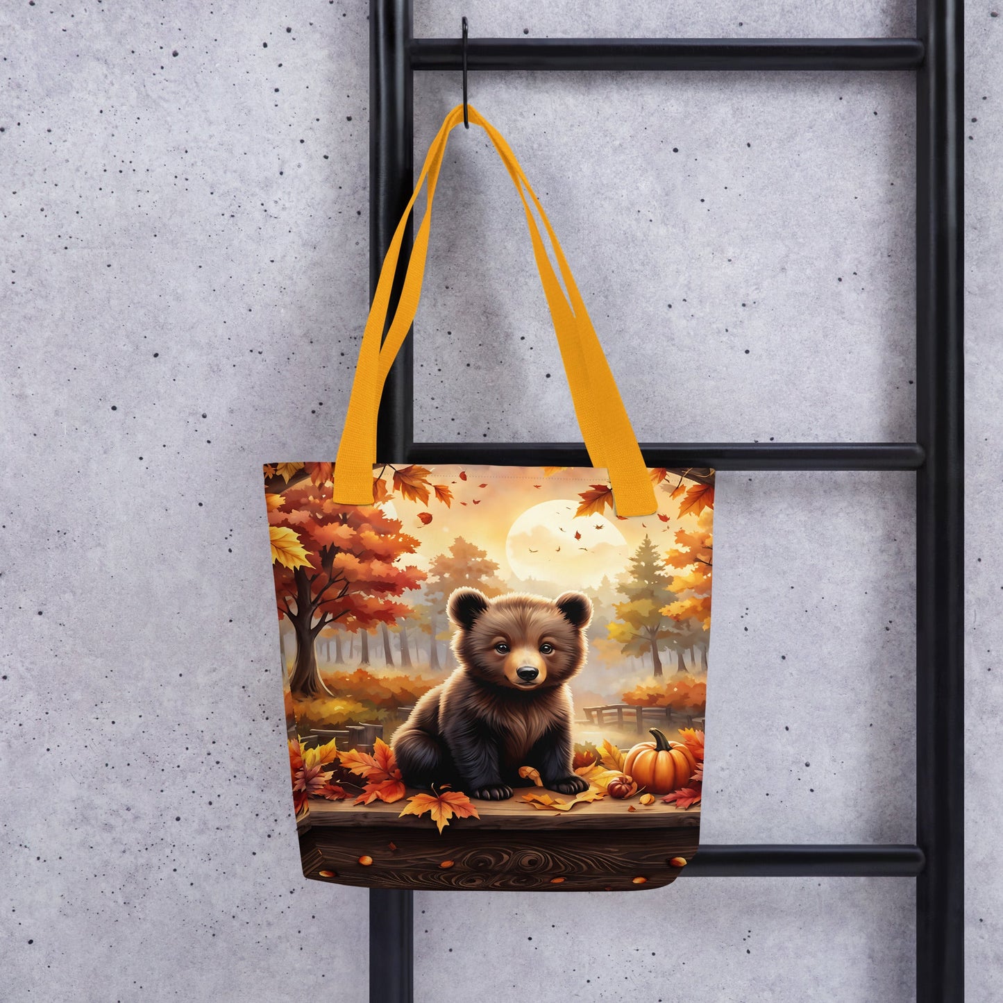 Bear Cub With Pumpkins Tote Bag - Tote Bags - Discovery Co.