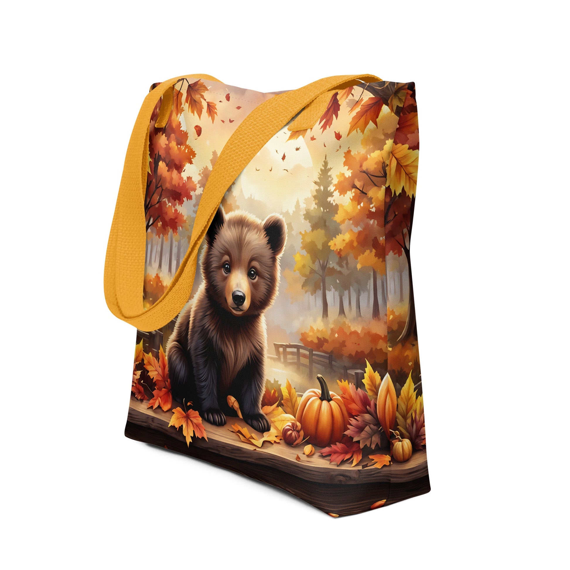 Bear Cub With Pumpkins Tote Bag - Tote Bags - Discovery Co.