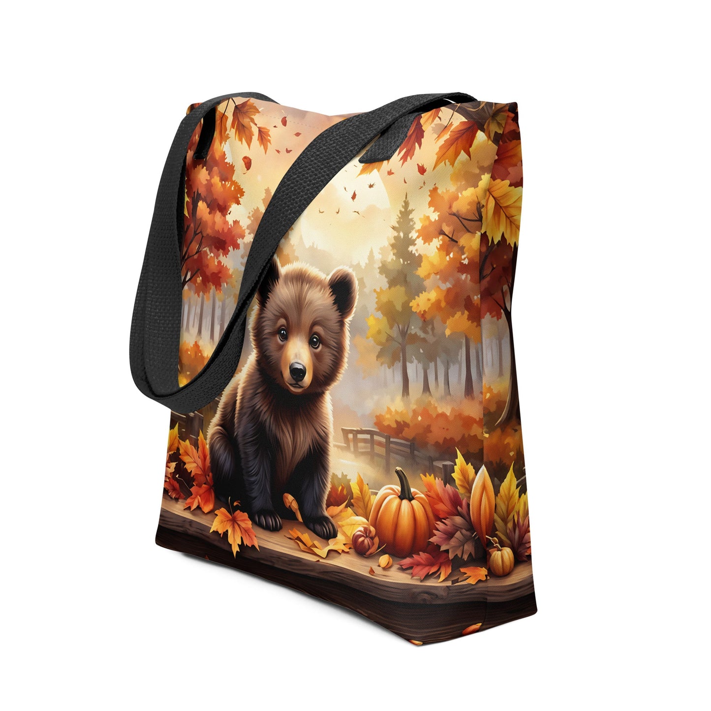 Bear Cub With Pumpkins Tote Bag - Tote Bags - Discovery Co.