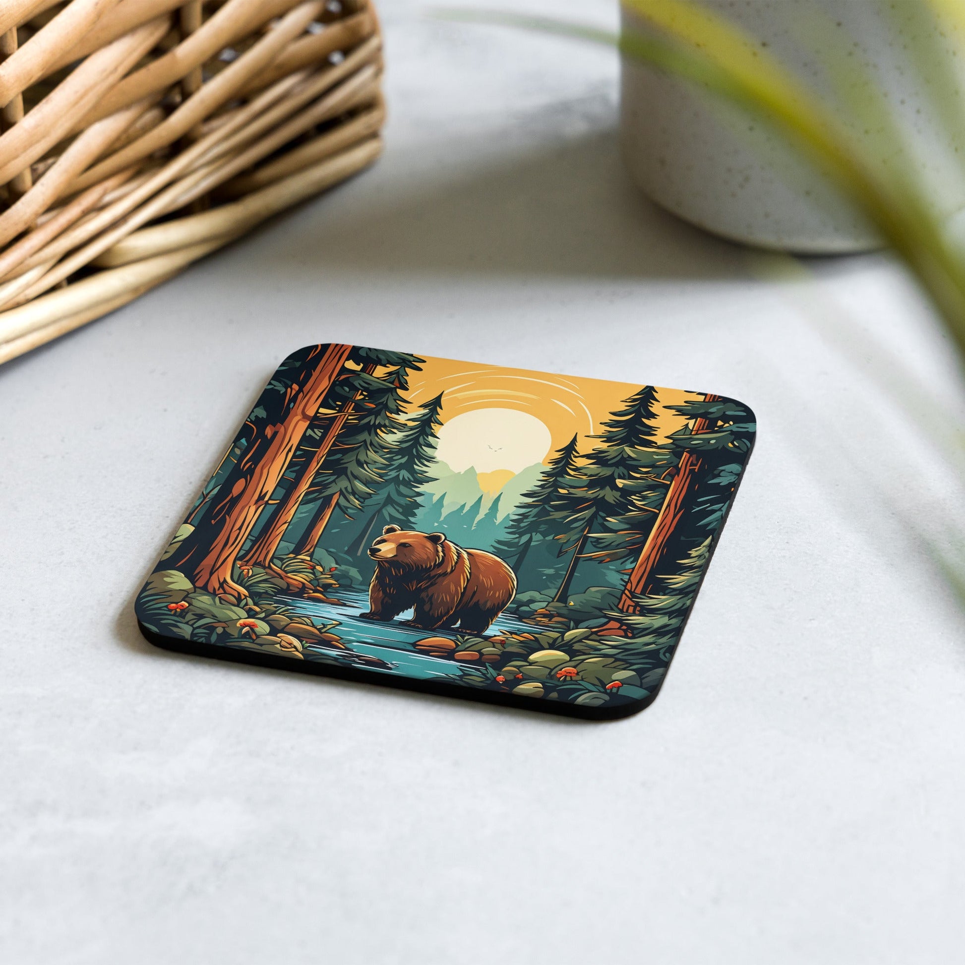 Bear In The Forest Cork - back Coaster - Coasters - Discovery Co.