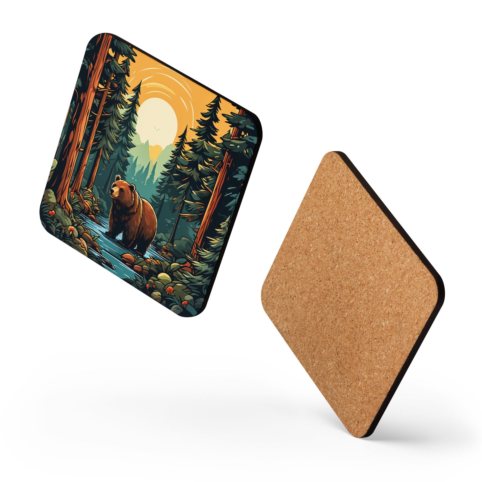 Bear In The Forest Cork - back Coaster - Coasters - Discovery Co.