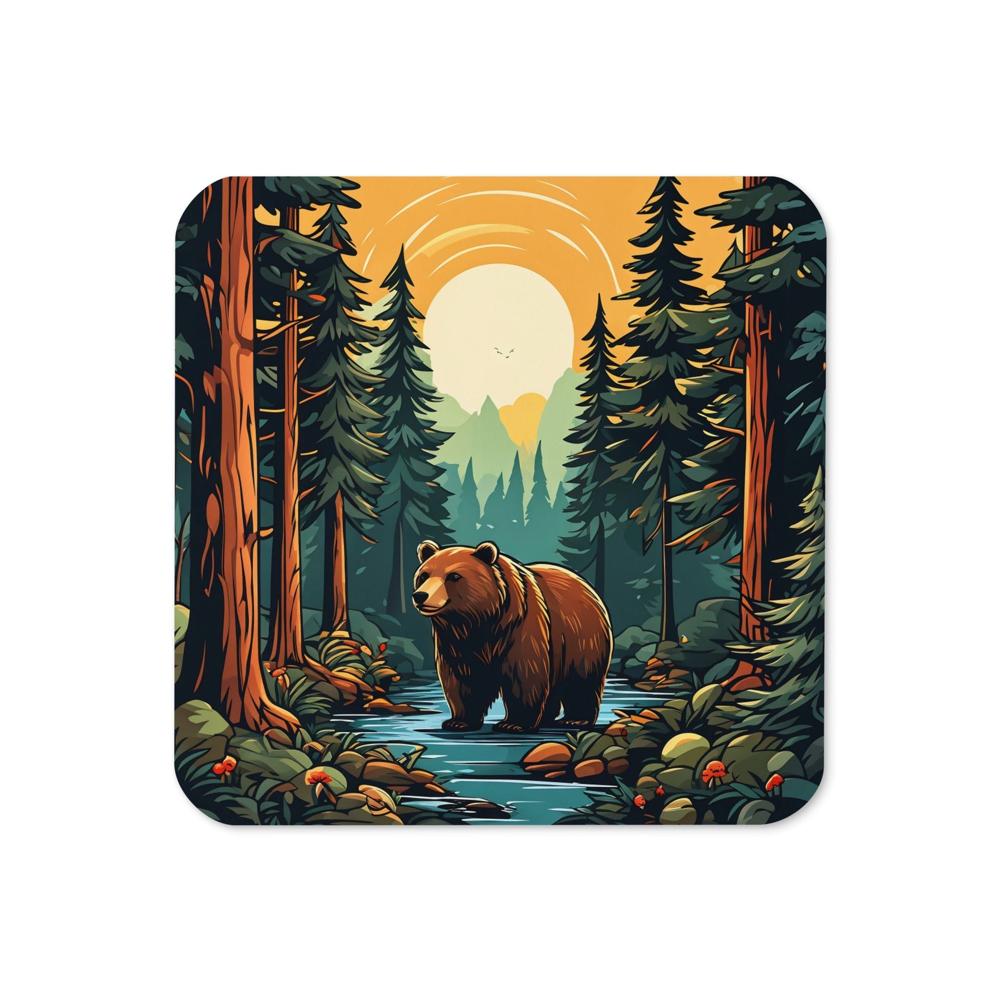 Bear In The Forest Cork - back Coaster - Coasters - Discovery Co.