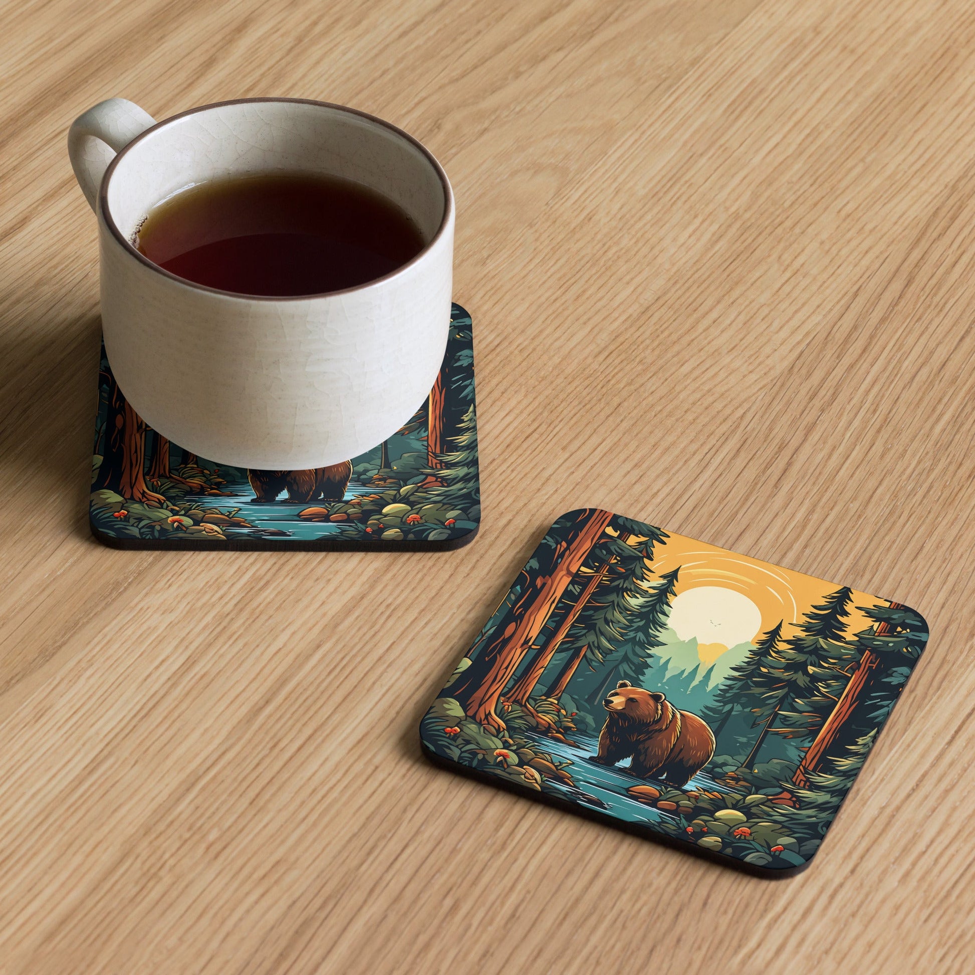 Bear In The Forest Cork-back Coaster - Coasters - Discovery Co.