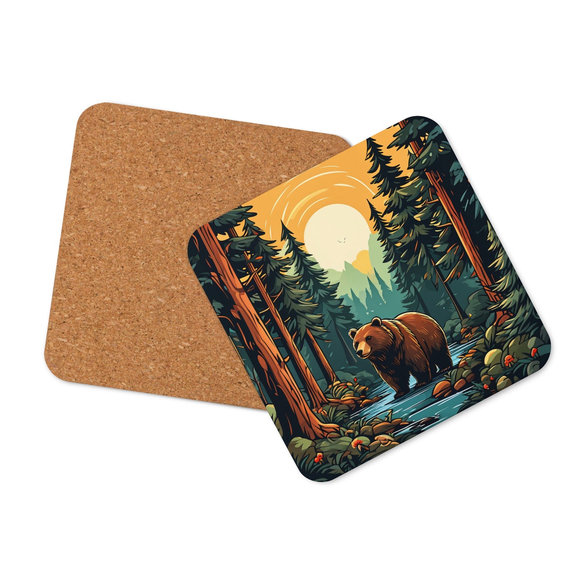 Bear In The Forest Cork - back Coaster - Coasters - Discovery Co.