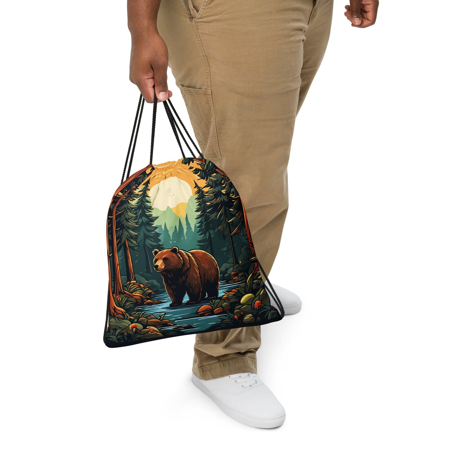 Bear In The Forest Drawstring Bag - Drawstring Bag - Discovery Co.