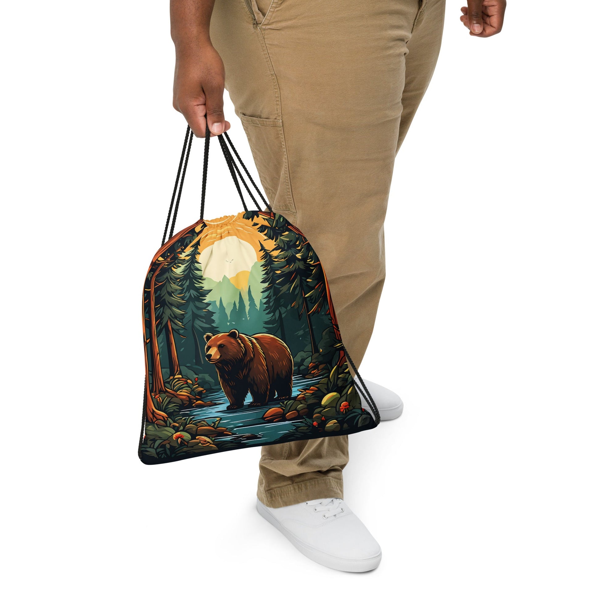 Bear In The Forest Drawstring Bag - Drawstring Bag - Discovery Co.