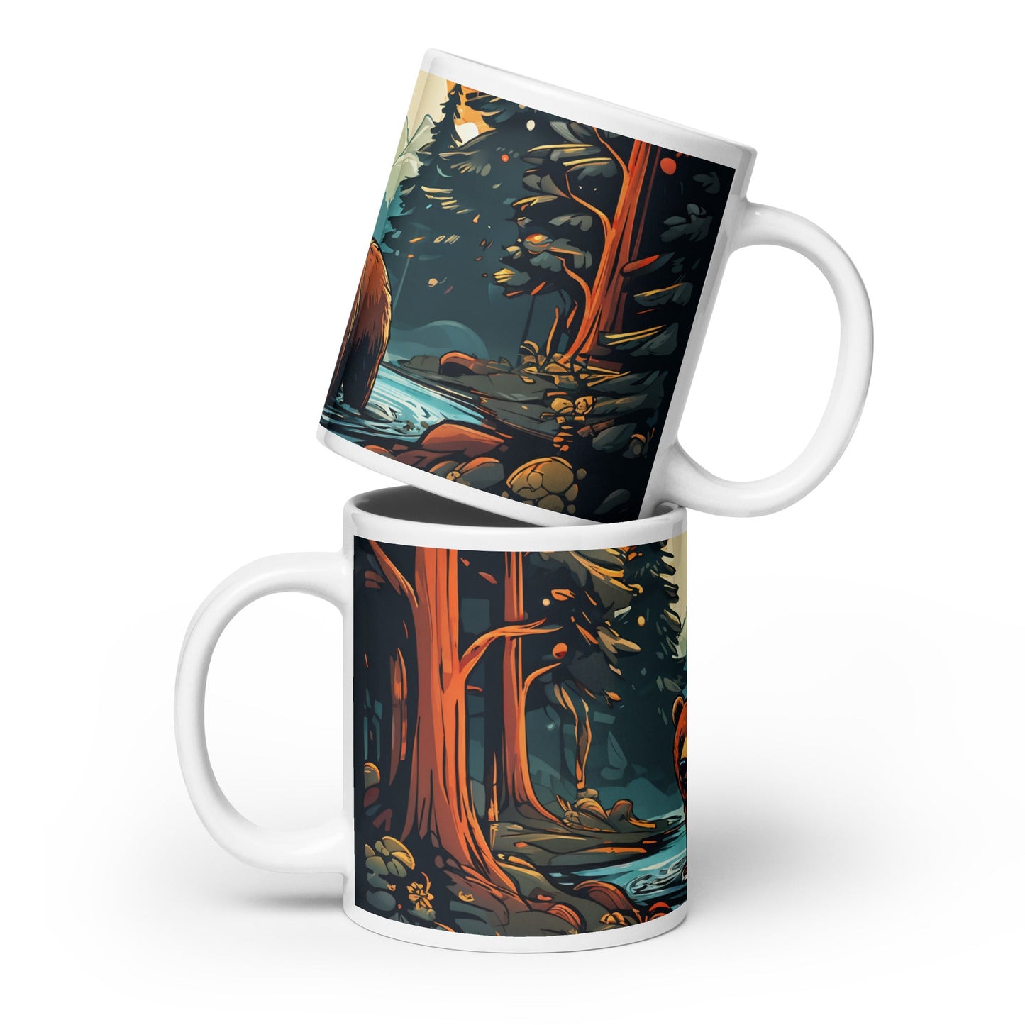 Bear In The Forest White Glossy Mug (11 oz, 15 oz, 20 oz) - Mugs - Discovery Co.