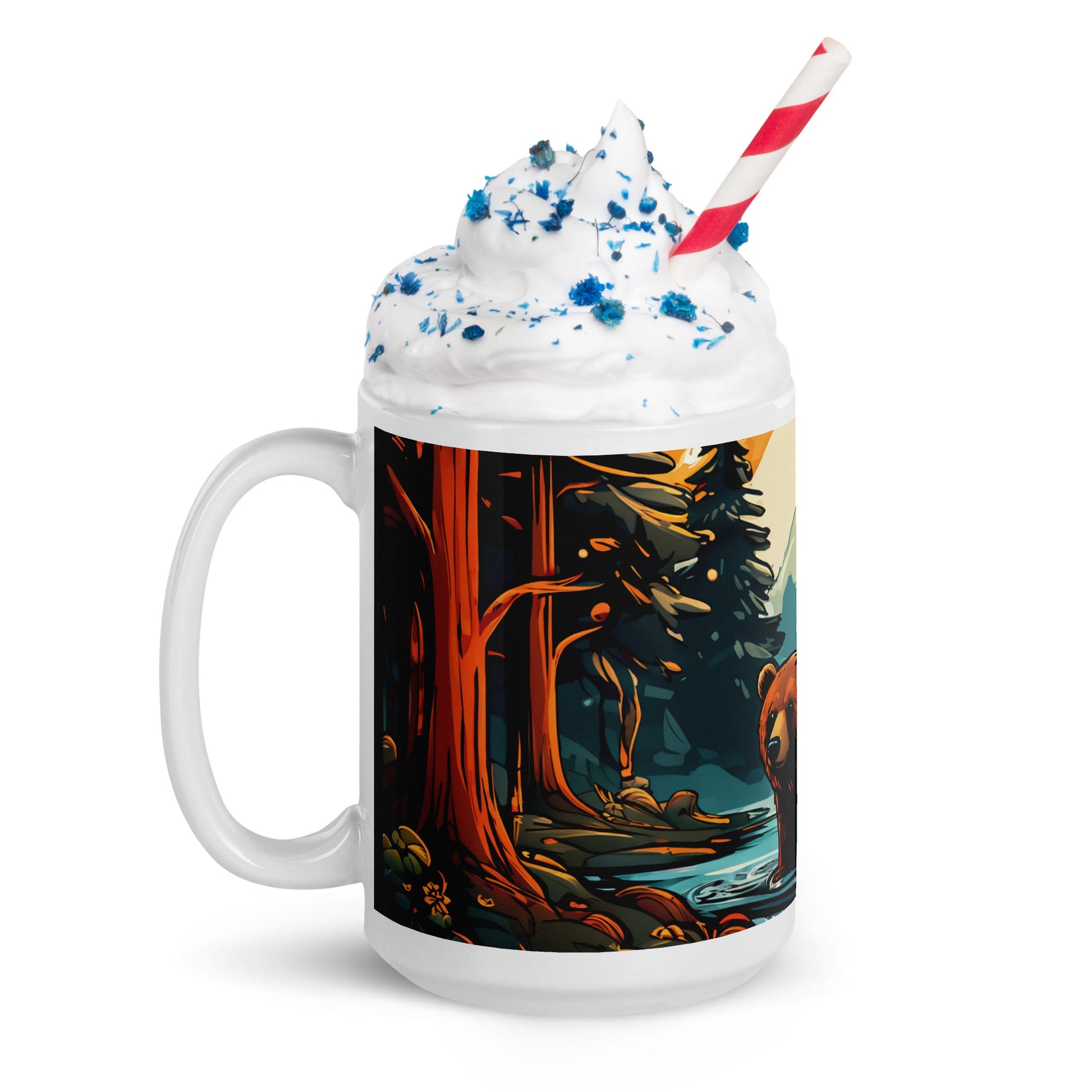 Bear In The Forest White Glossy Mug (11 oz, 15 oz, 20 oz) - Mugs - Discovery Co.