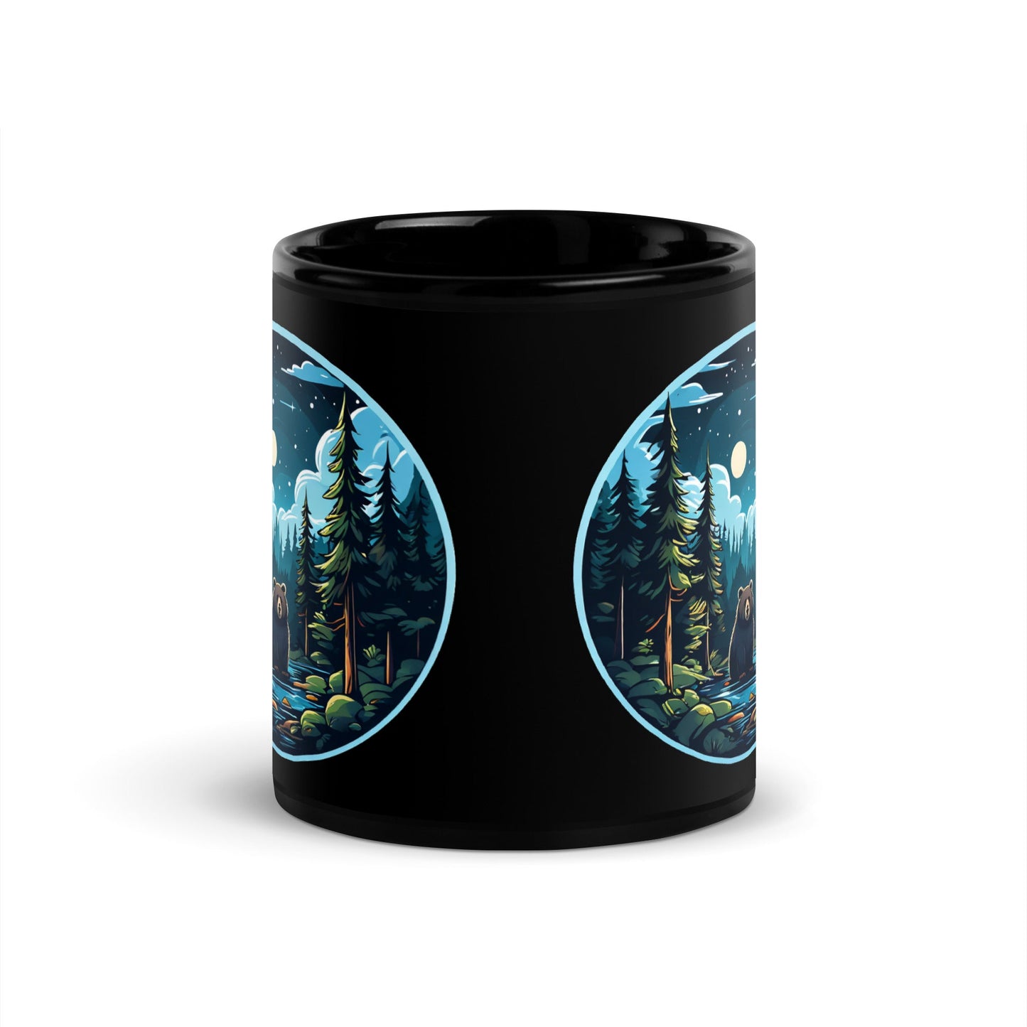 Bear In The River Black Glossy Mug (11 oz, 15 oz) - Mugs - Discovery Co.