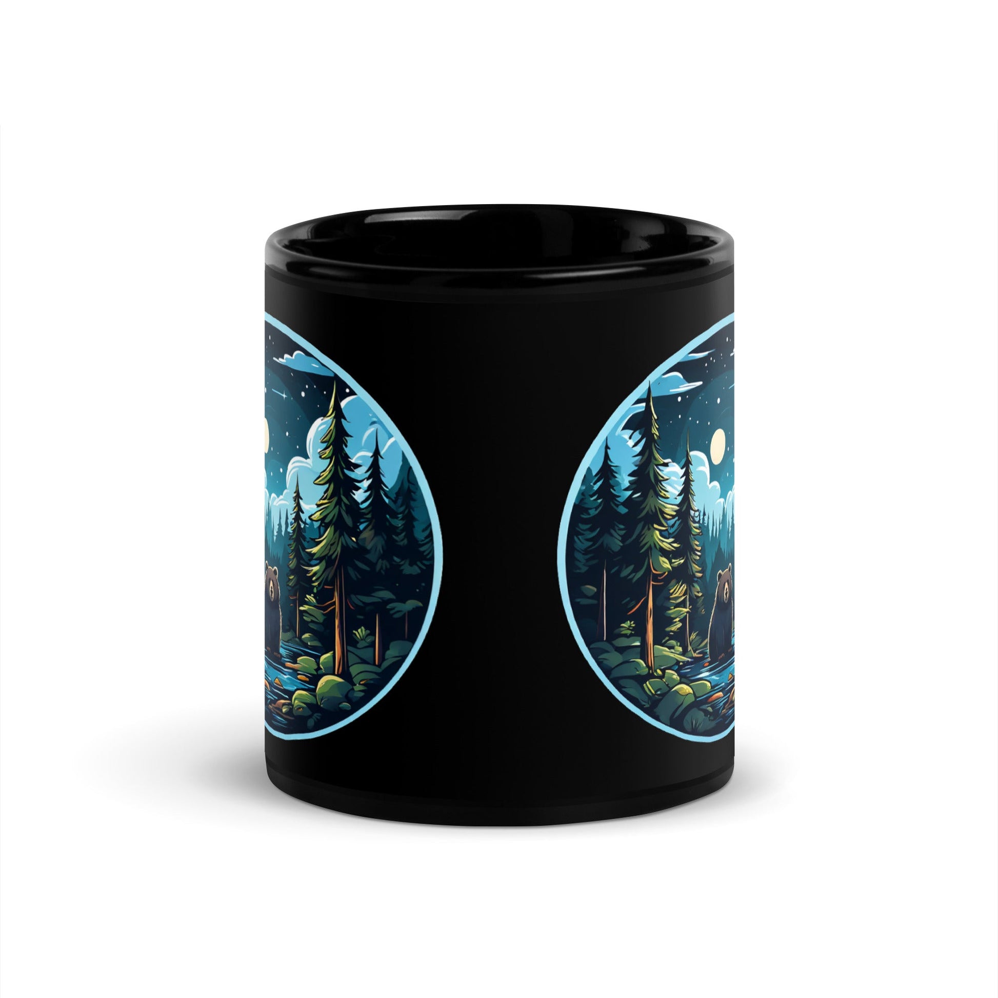 Bear In The River Black Glossy Mug (11 oz, 15 oz) - Mugs - Discovery Co.