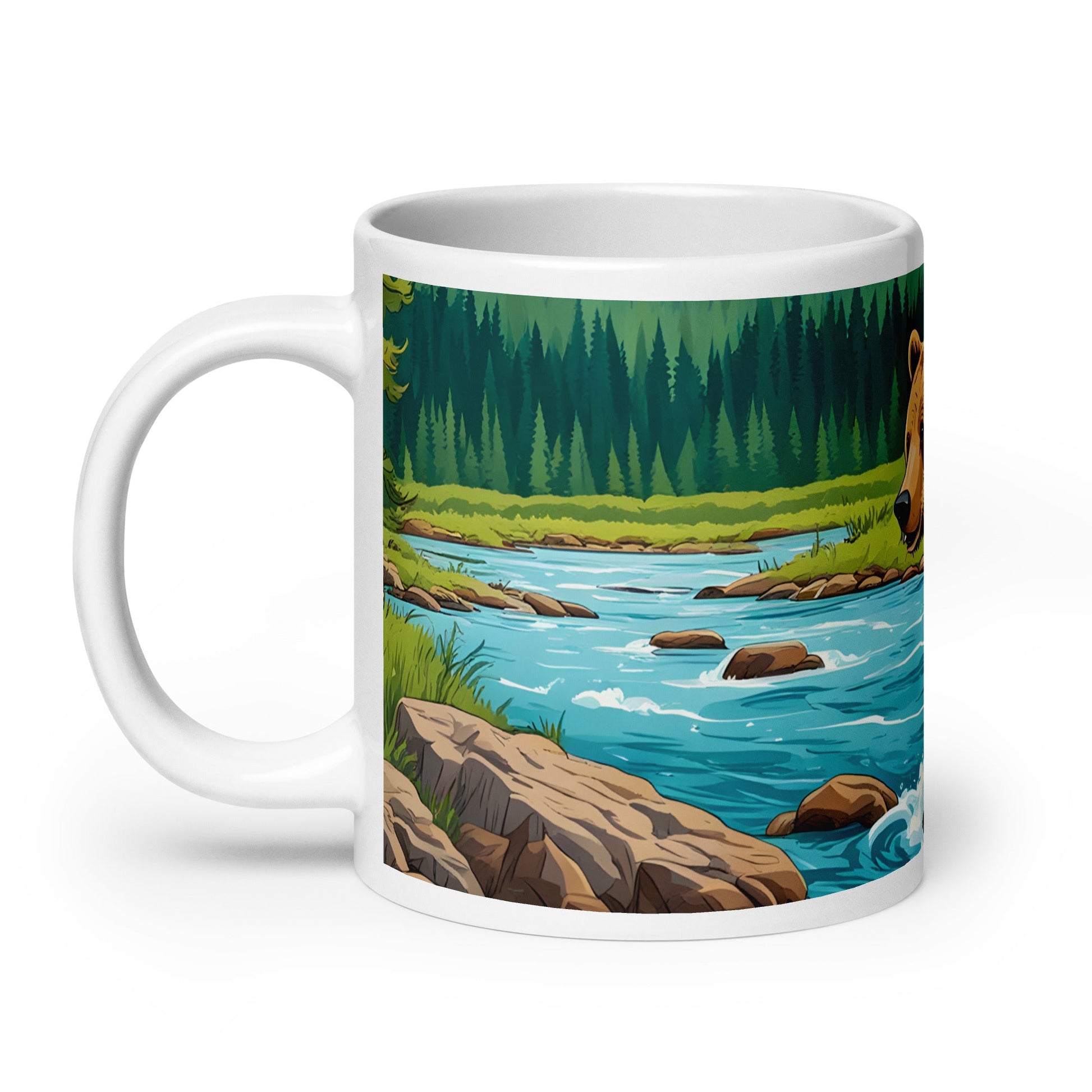 Bear Playing In The River White Glossy Mug (11 oz, 15 oz, 20 oz) - Mugs - Discovery Co.