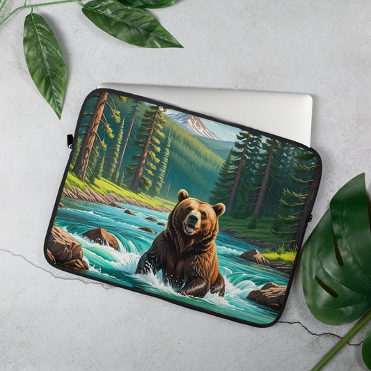 Bear Sitting In The River Laptop Sleeve - Laptop Cases - Discovery Co.