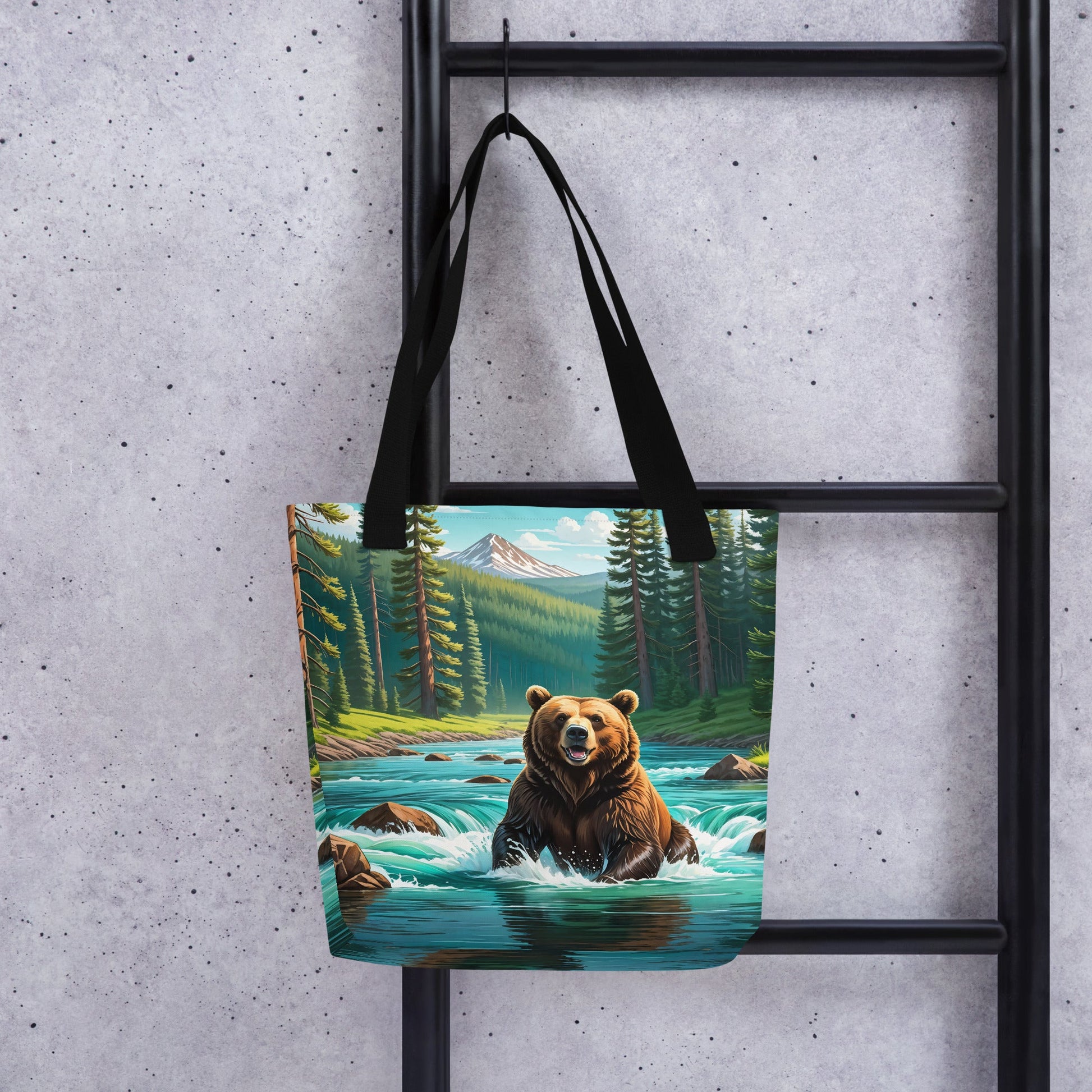 Bear Sitting In The River Tote Bag - Tote Bags - Discovery Co.
