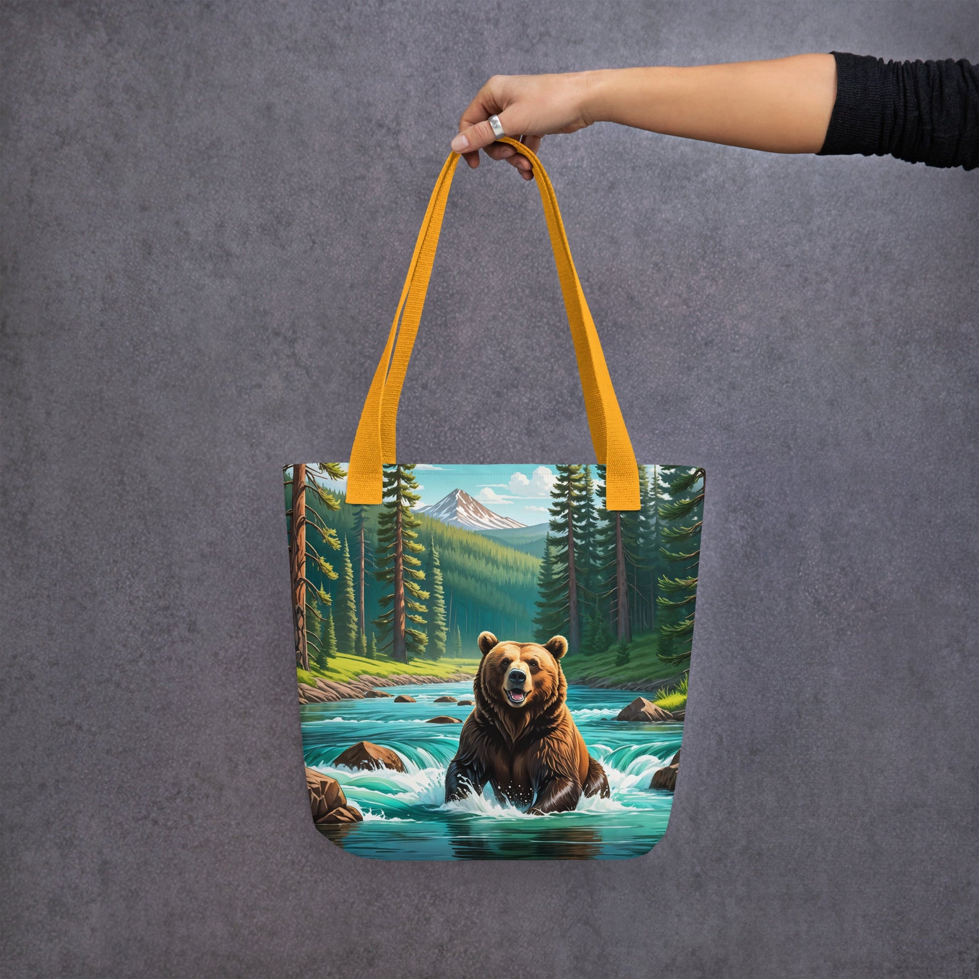 Bear Sitting In The River Tote Bag - Tote Bags - Discovery Co.