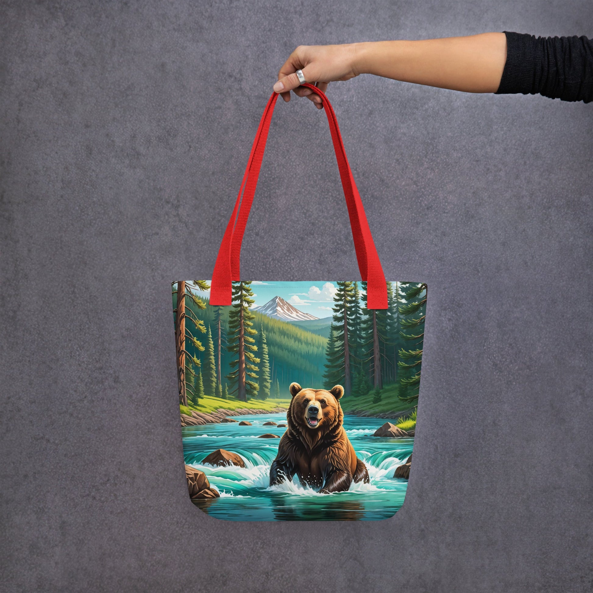 Bear Sitting In The River Tote Bag - Tote Bags - Discovery Co.