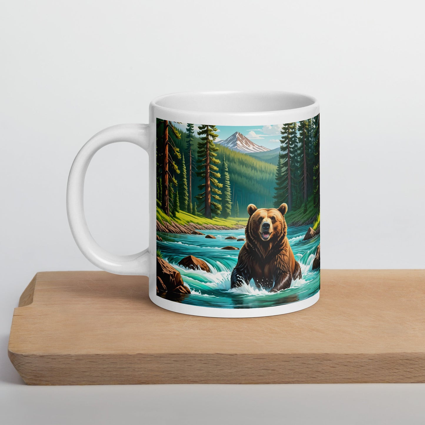 Bear Sitting In The River White Glossy Mug (11 oz, 15 oz, 20 oz) - Mugs - Discovery Co.