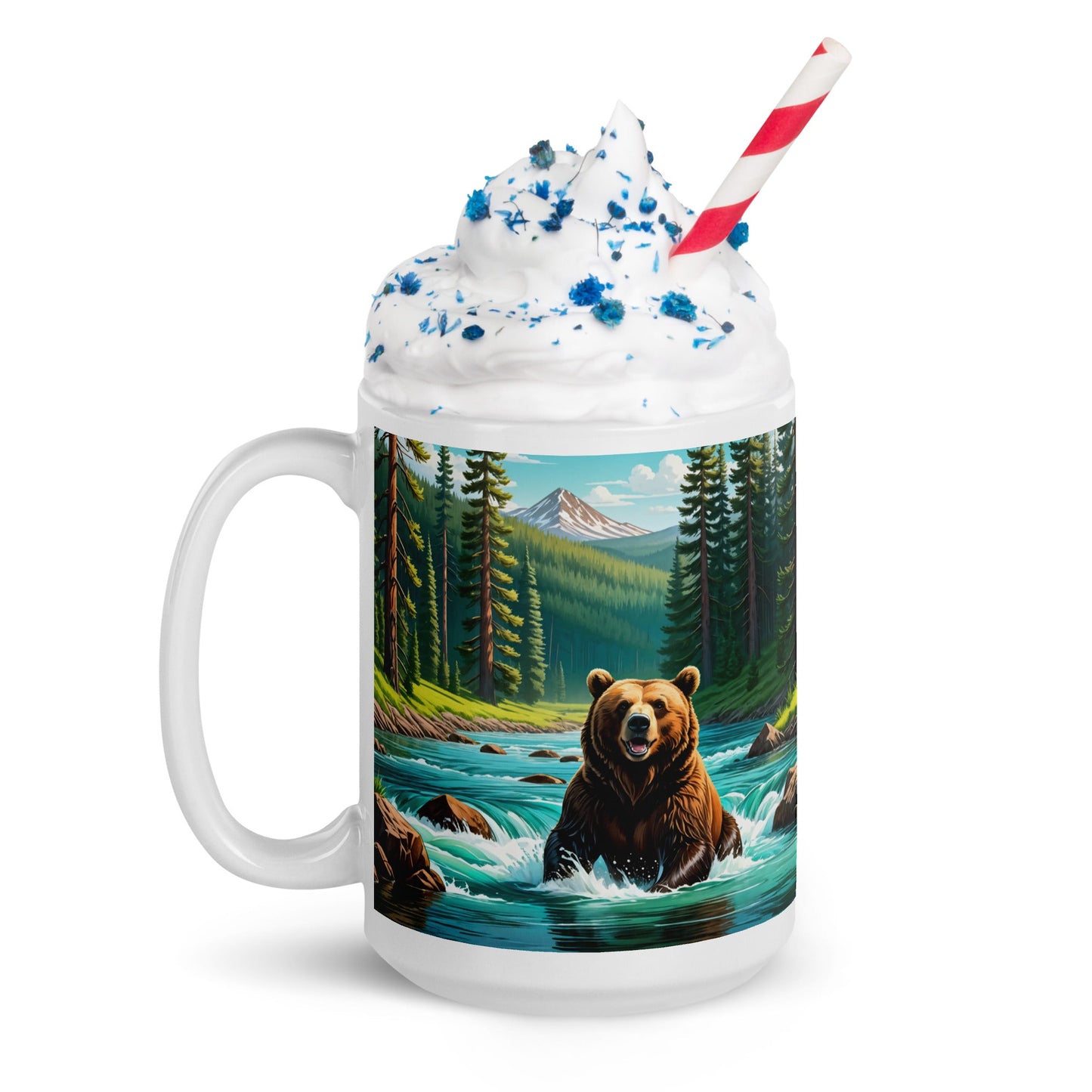 Bear Sitting In The River White Glossy Mug (11 oz, 15 oz, 20 oz) - Mugs - Discovery Co.