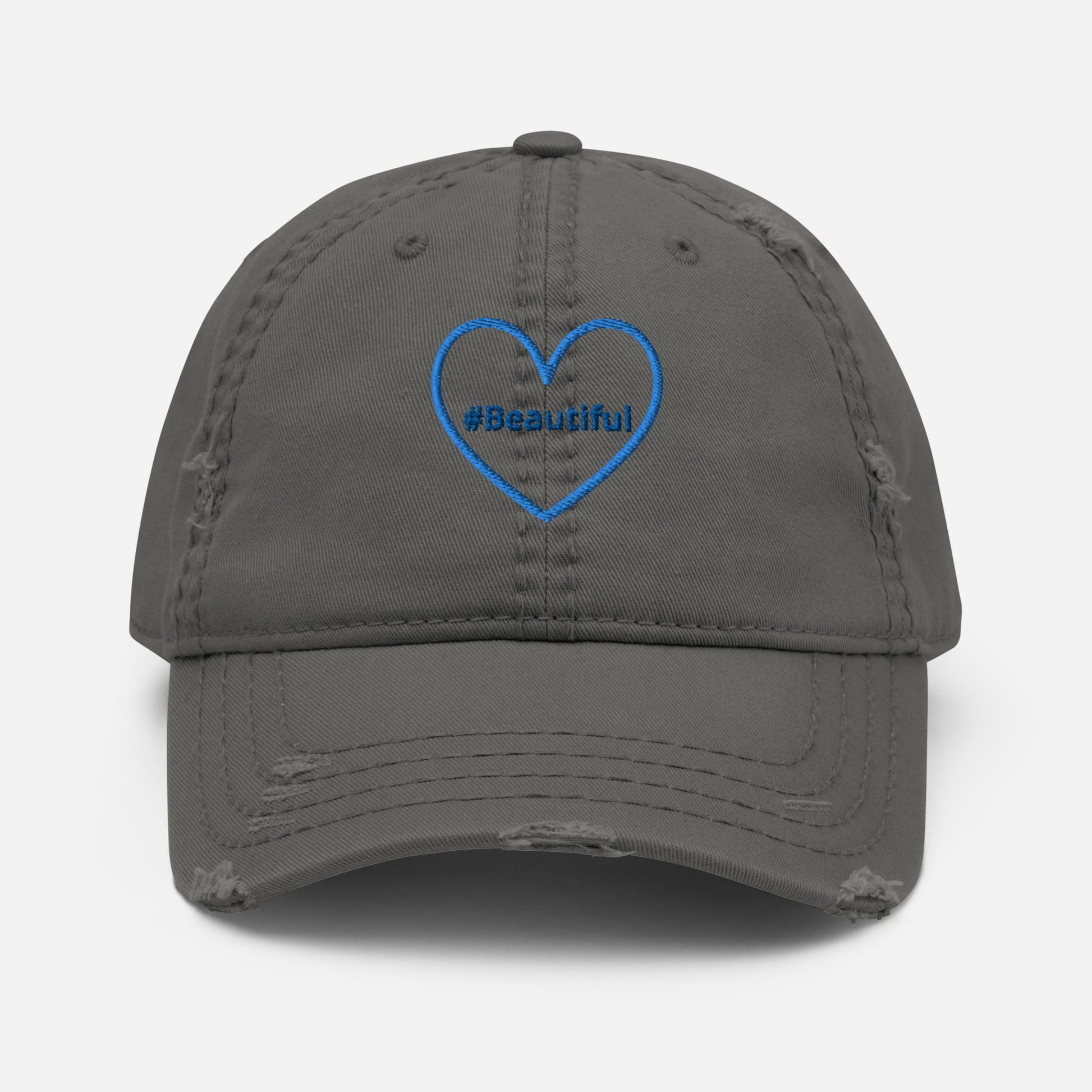 #Beautiful Blue Heart Distressed Hat - Hats - Discovery Co.