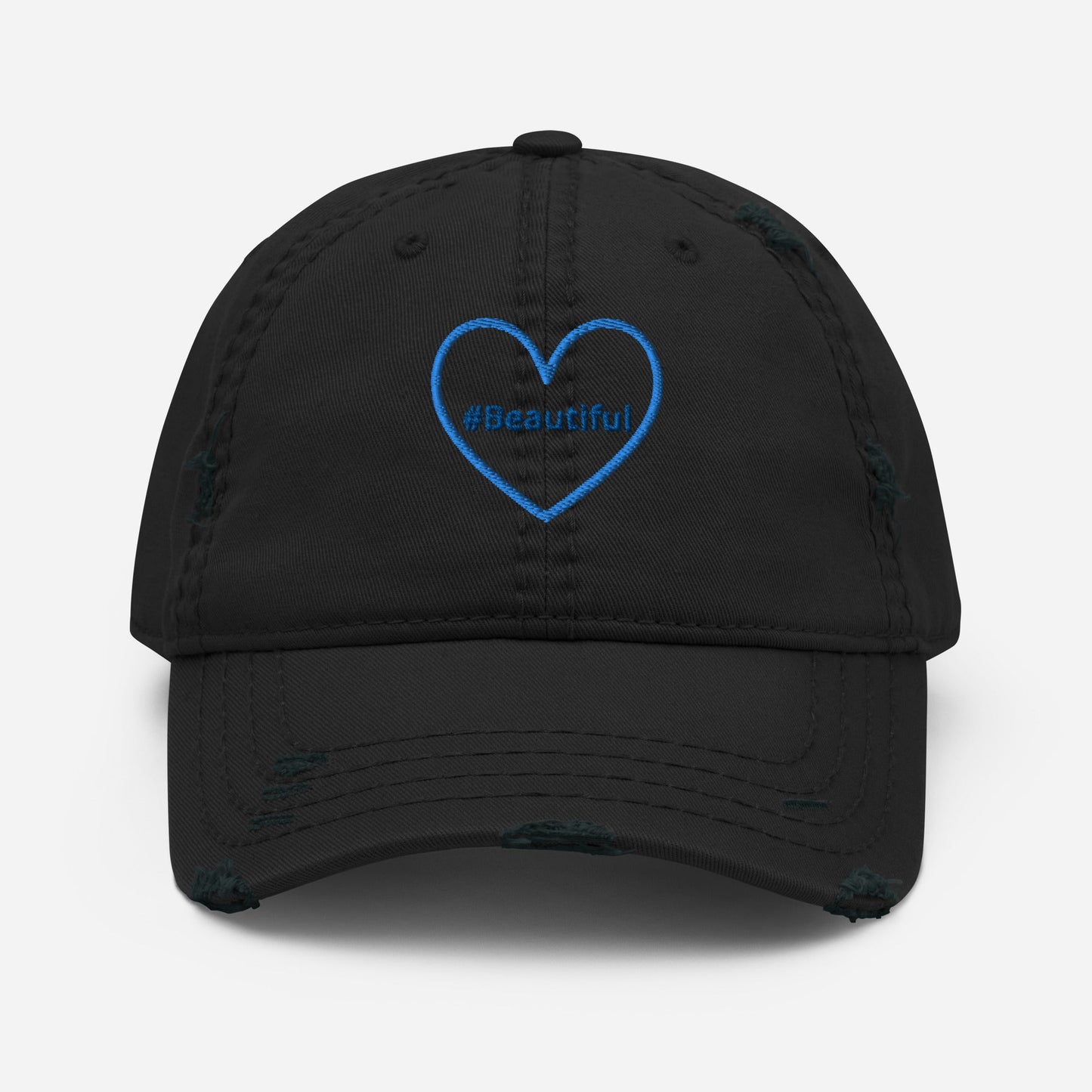 #Beautiful Blue Heart Distressed Hat - Hats - Discovery Co.