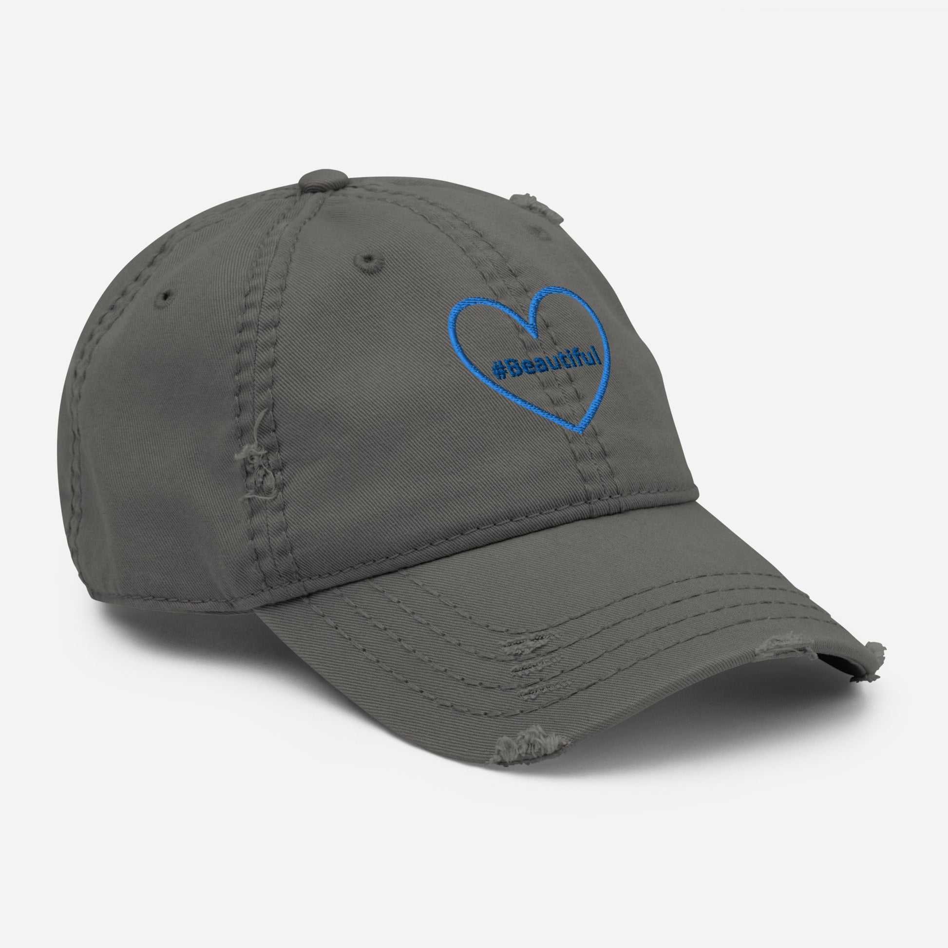 #Beautiful Blue Heart Distressed Hat - Hats - Discovery Co.