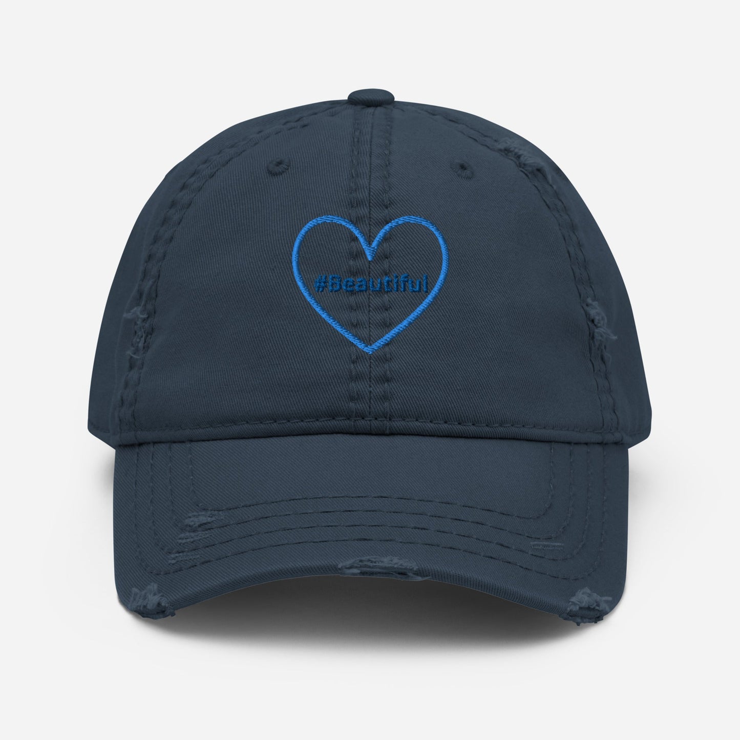 #Beautiful Blue Heart Distressed Hat - Hats - Discovery Co.